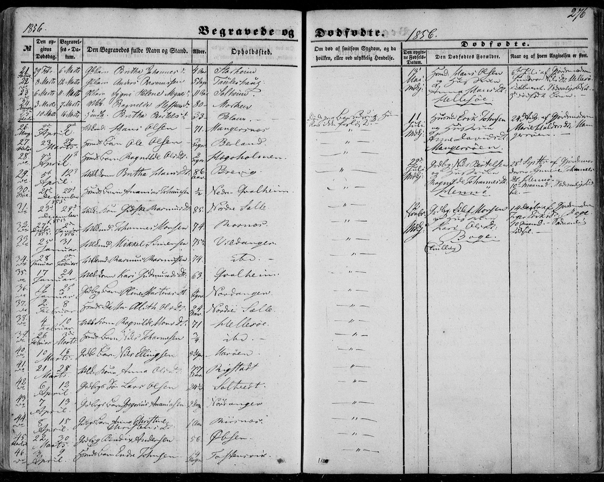 Manger sokneprestembete, SAB/A-76801/H/Haa: Parish register (official) no. A 6, 1849-1859, p. 276