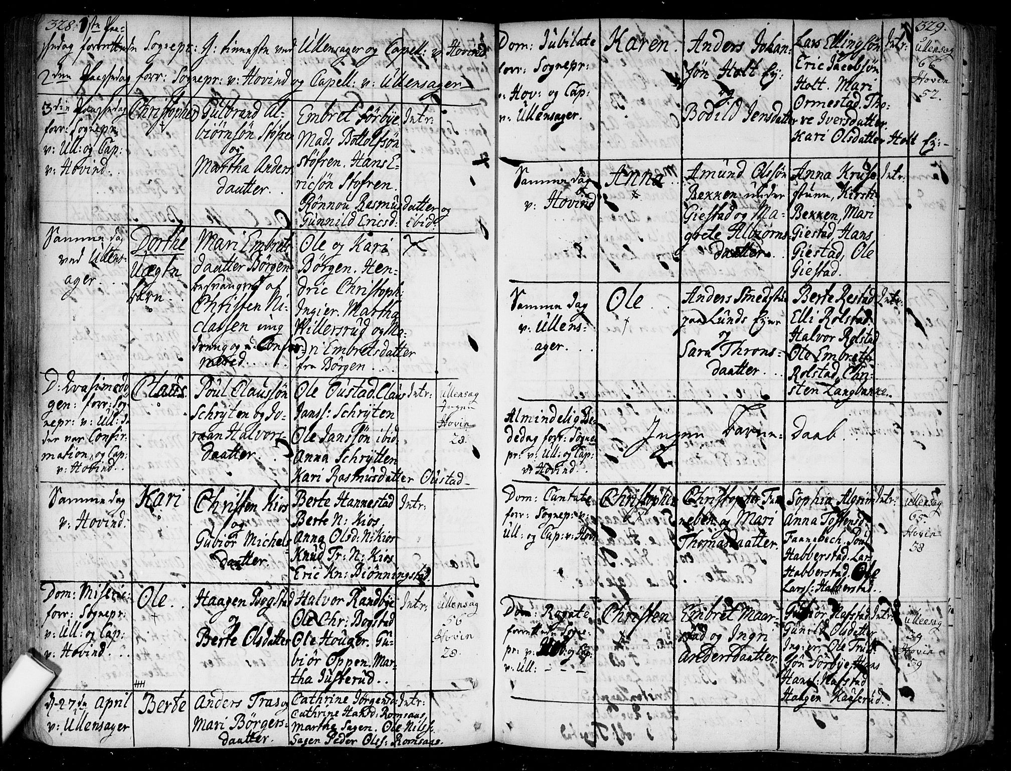 Ullensaker prestekontor Kirkebøker, AV/SAO-A-10236a/F/Fa/L0005: Parish register (official) no. I 5, 1733-1762, p. 328-329