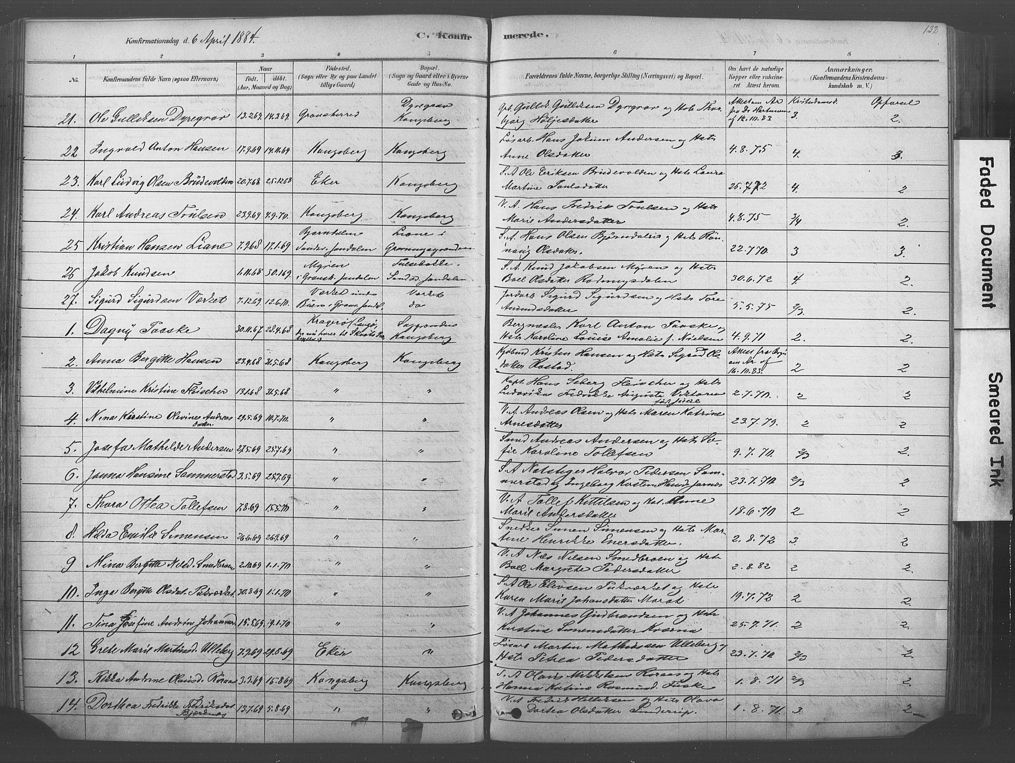 Kongsberg kirkebøker, AV/SAKO-A-22/F/Fb/L0001: Parish register (official) no. II 1, 1878-1886, p. 132