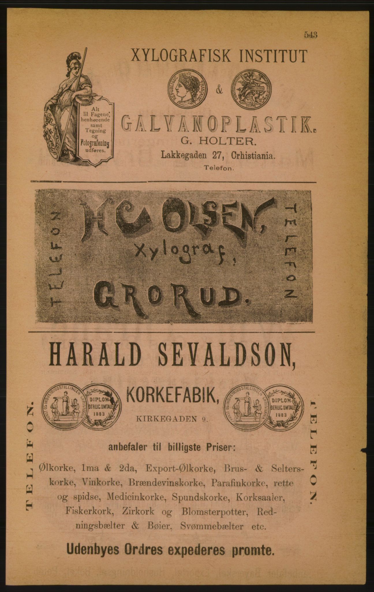 Kristiania/Oslo adressebok, PUBL/-, 1886, p. 543