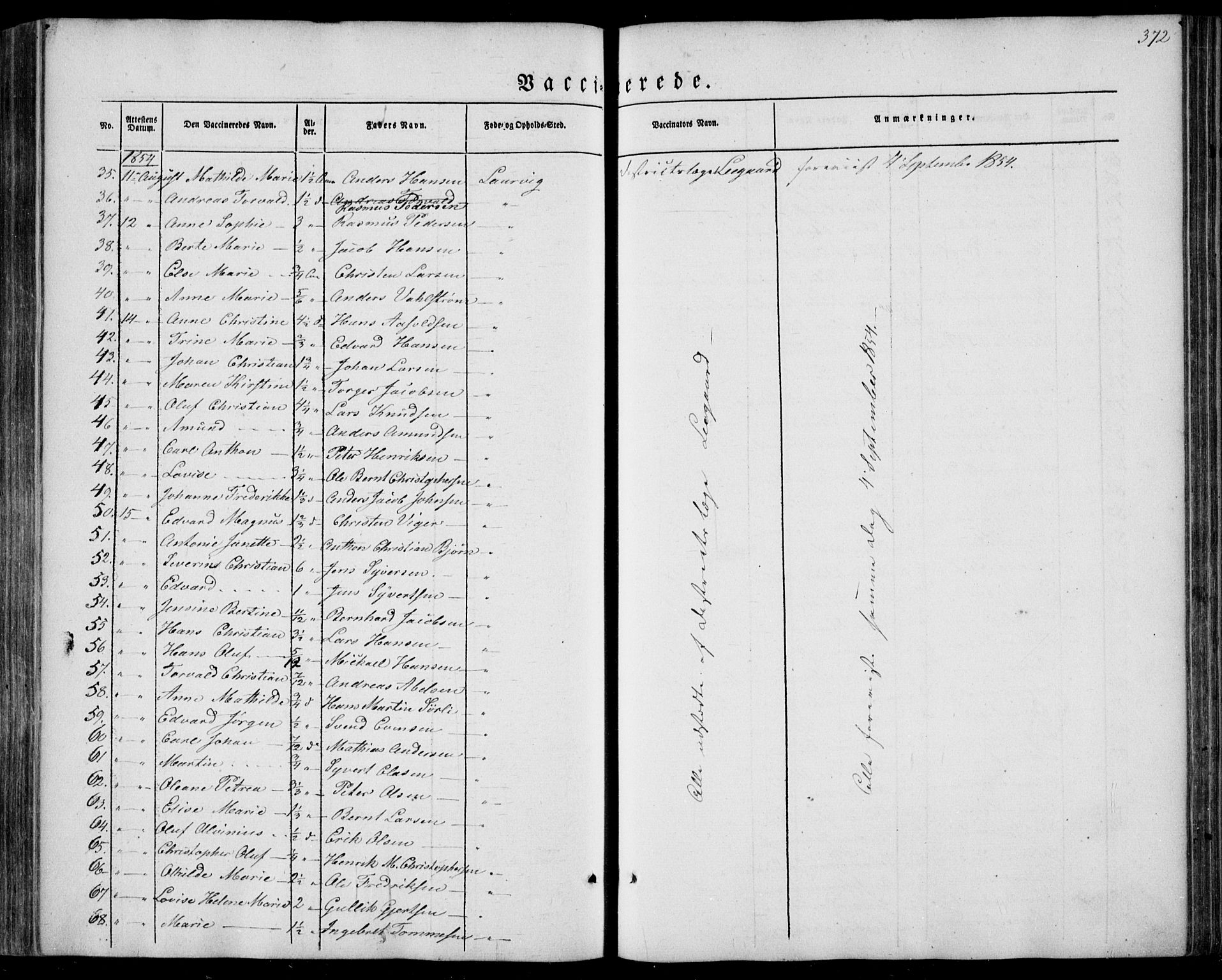 Larvik kirkebøker, AV/SAKO-A-352/F/Fa/L0003: Parish register (official) no. I 3, 1848-1856, p. 372