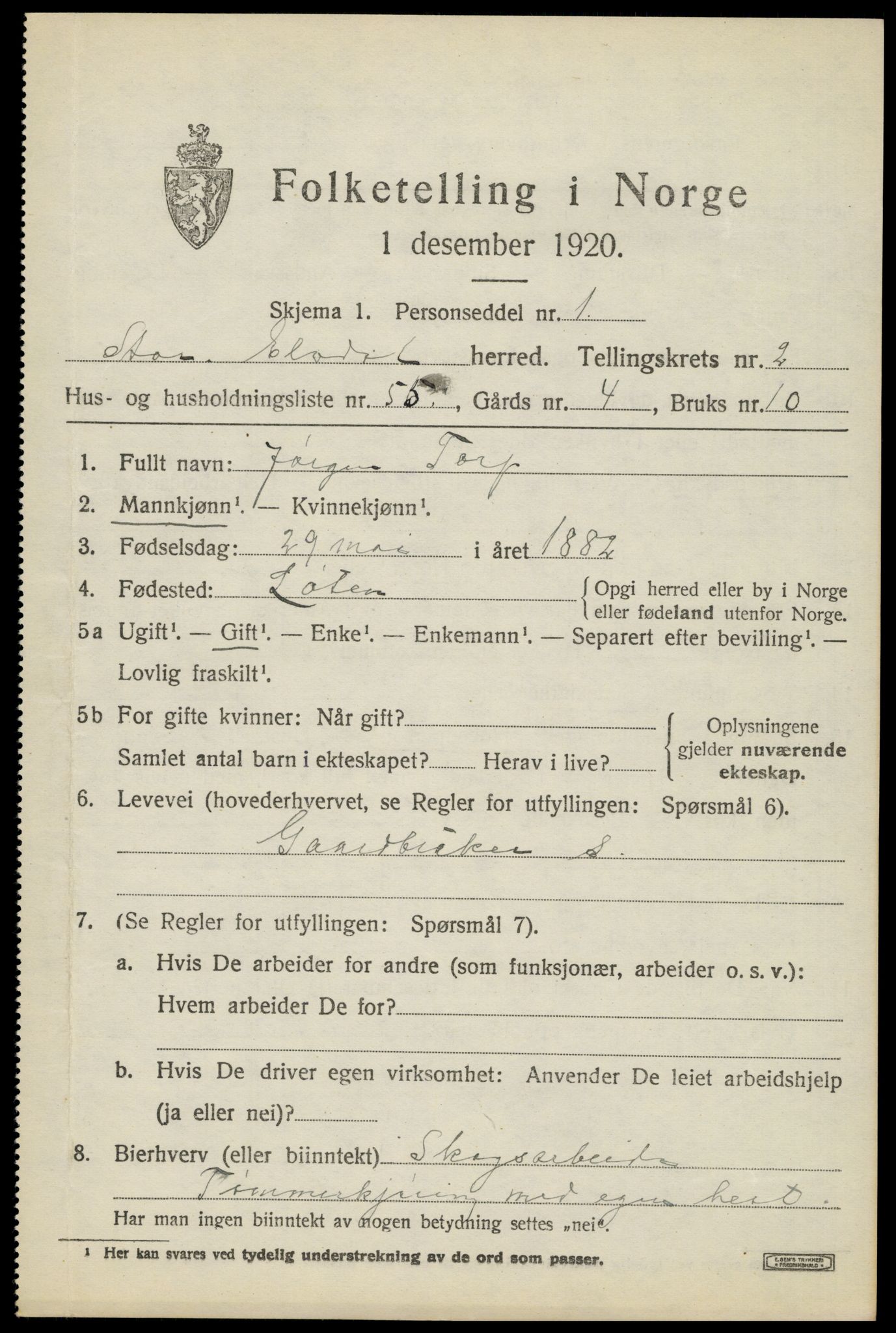 SAH, 1920 census for Stor-Elvdal, 1920, p. 2702