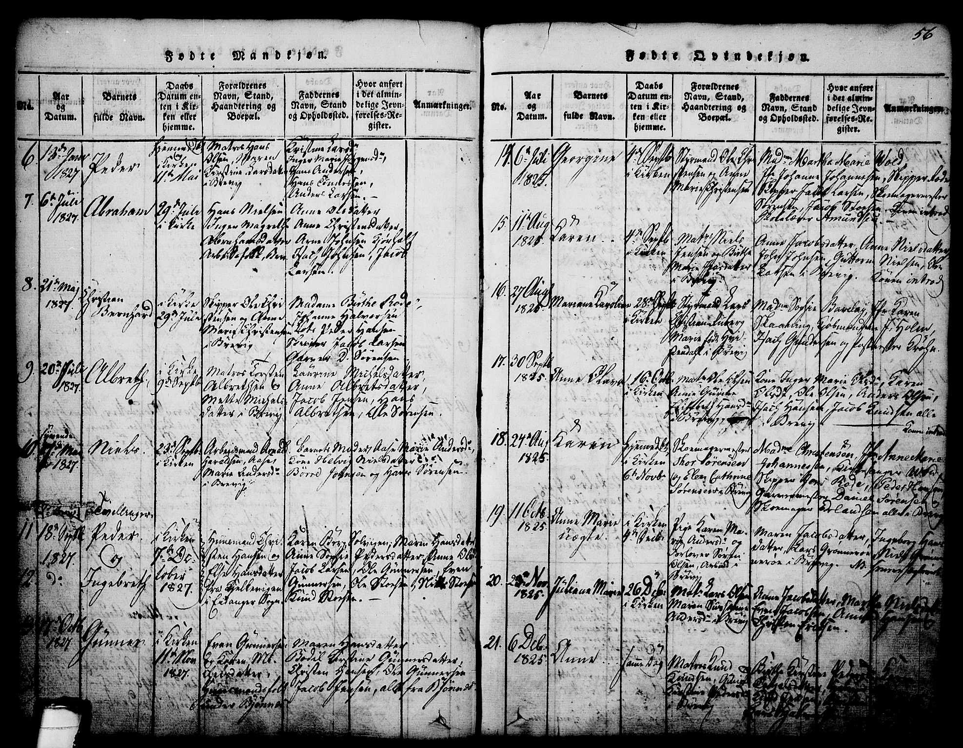 Brevik kirkebøker, AV/SAKO-A-255/G/Ga/L0001: Parish register (copy) no. 1, 1814-1845, p. 56