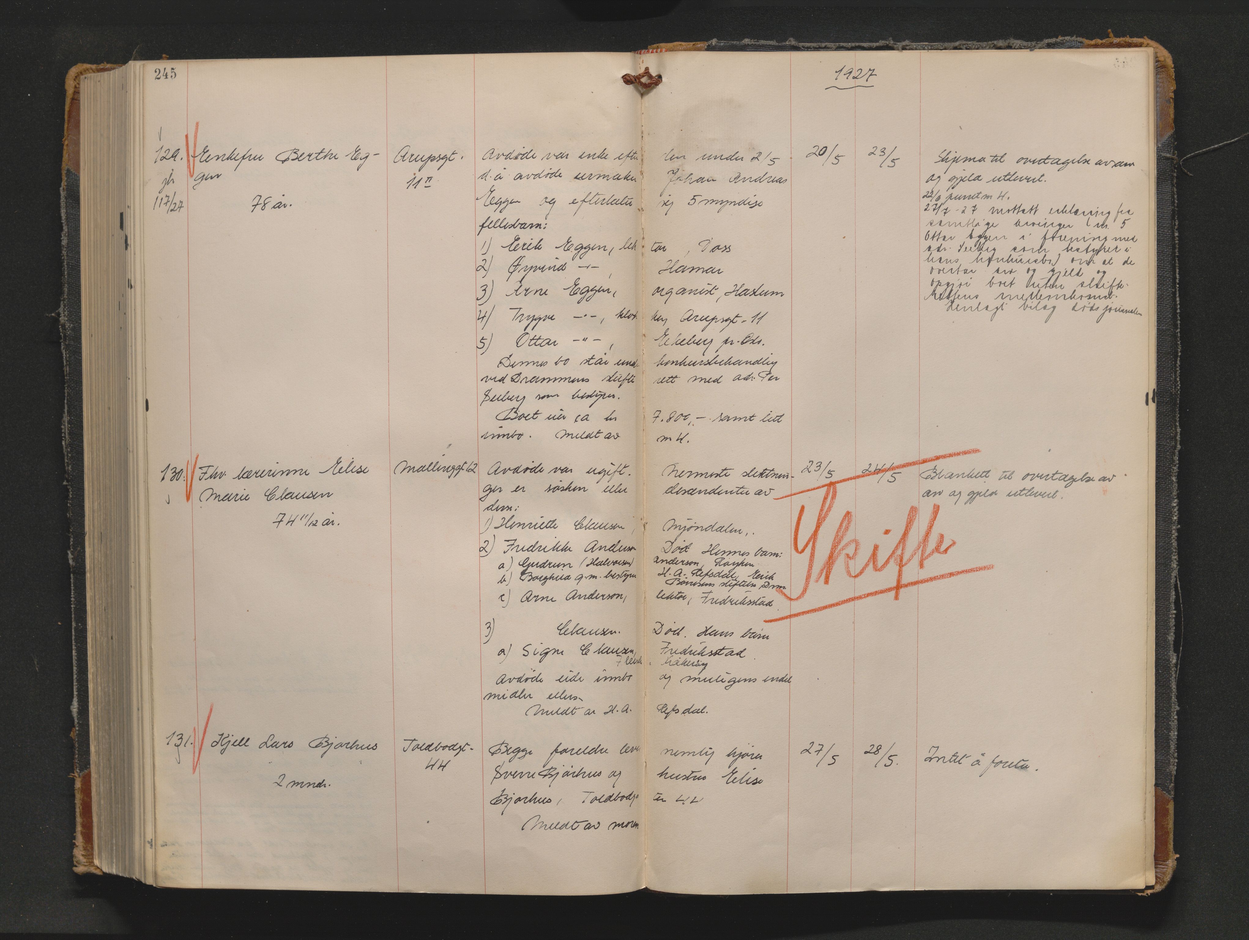 Drammen byfogd, AV/SAKO-A-222/H/Ha/Haa/L0015: Dødsjournal., 1923-1927, p. 245