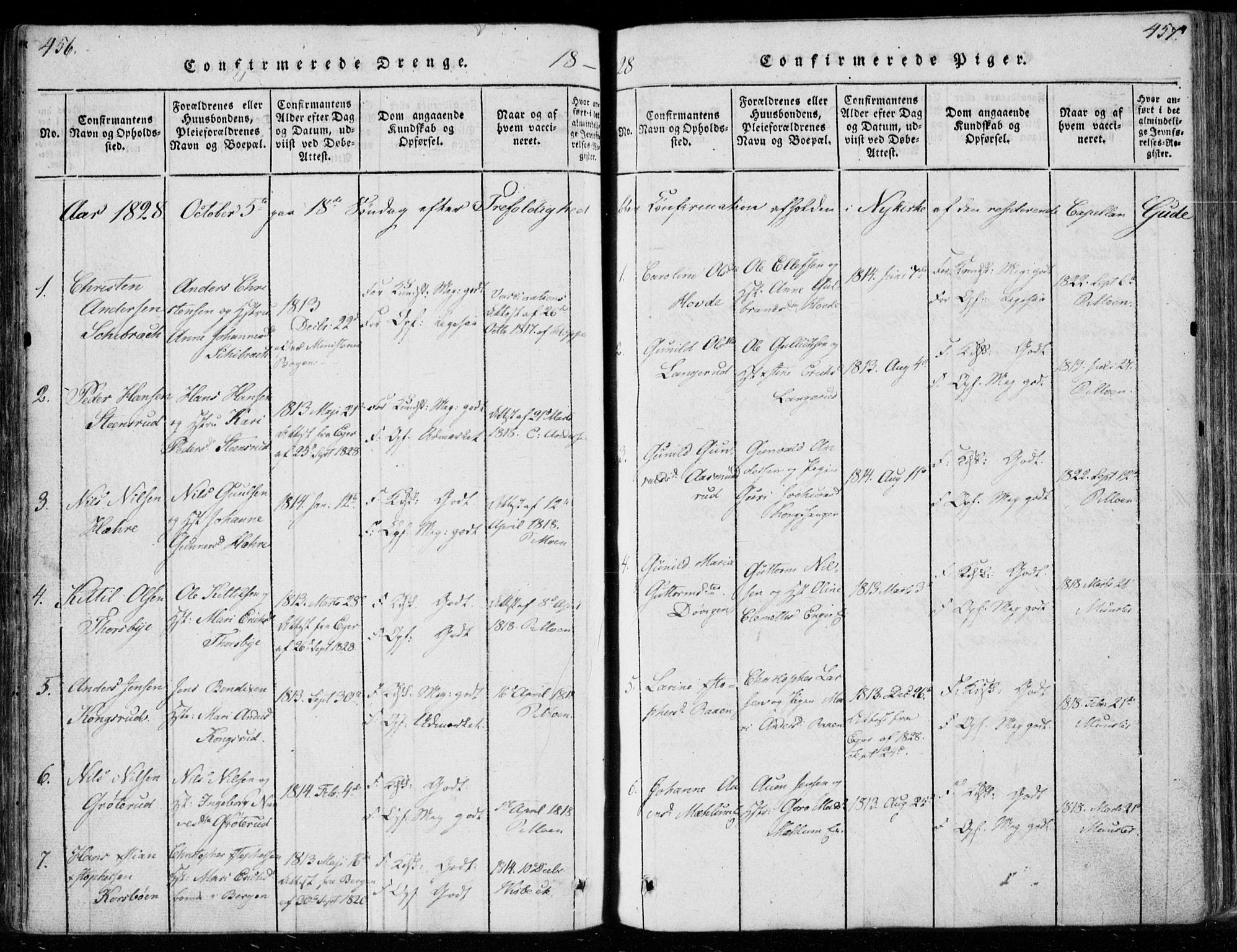 Modum kirkebøker, SAKO/A-234/F/Fa/L0006: Parish register (official) no. 6, 1832-1841, p. 456-457