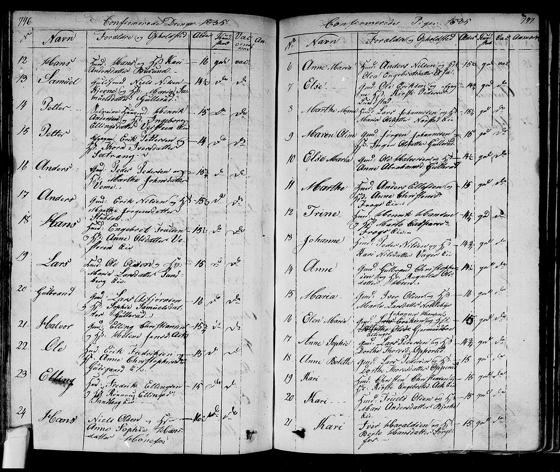 Norderhov kirkebøker, AV/SAKO-A-237/F/Fa/L0009: Parish register (official) no. 9, 1819-1837, p. 746-747