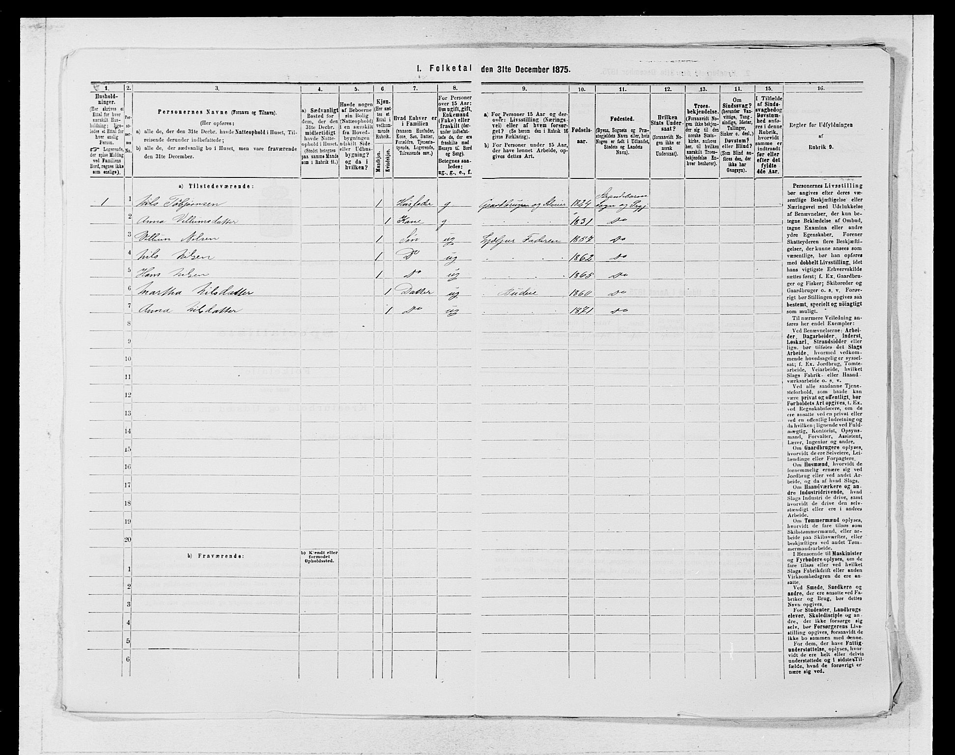 SAB, 1875 census for 1226P Strandebarm, 1875, p. 664