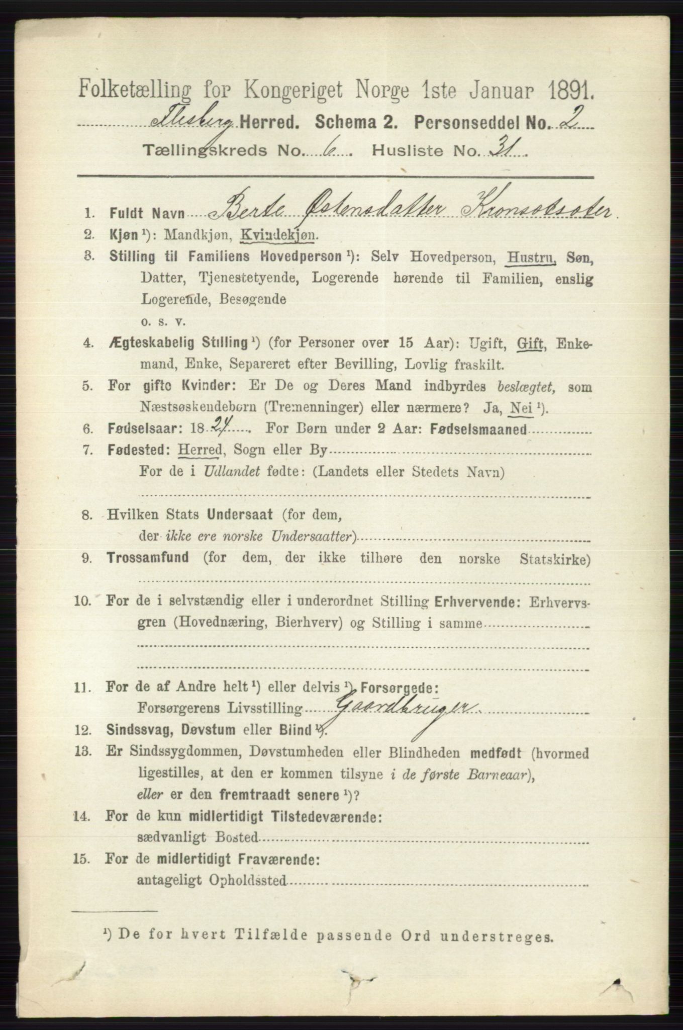 RA, 1891 census for 0631 Flesberg, 1891, p. 1132