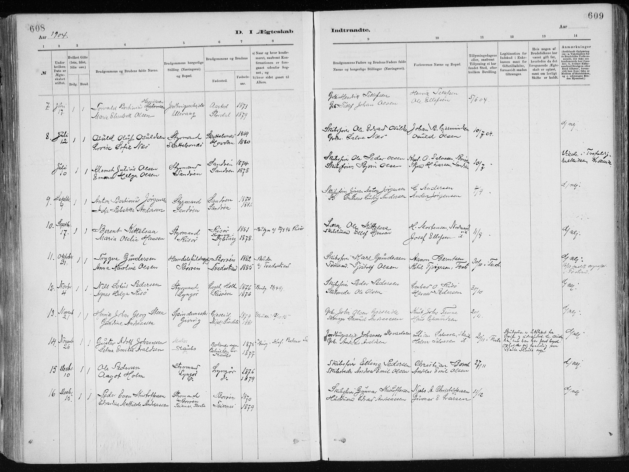 Dypvåg sokneprestkontor, AV/SAK-1111-0007/F/Fa/Faa/L0008: Parish register (official) no. A 8, 1885-1906, p. 608-609