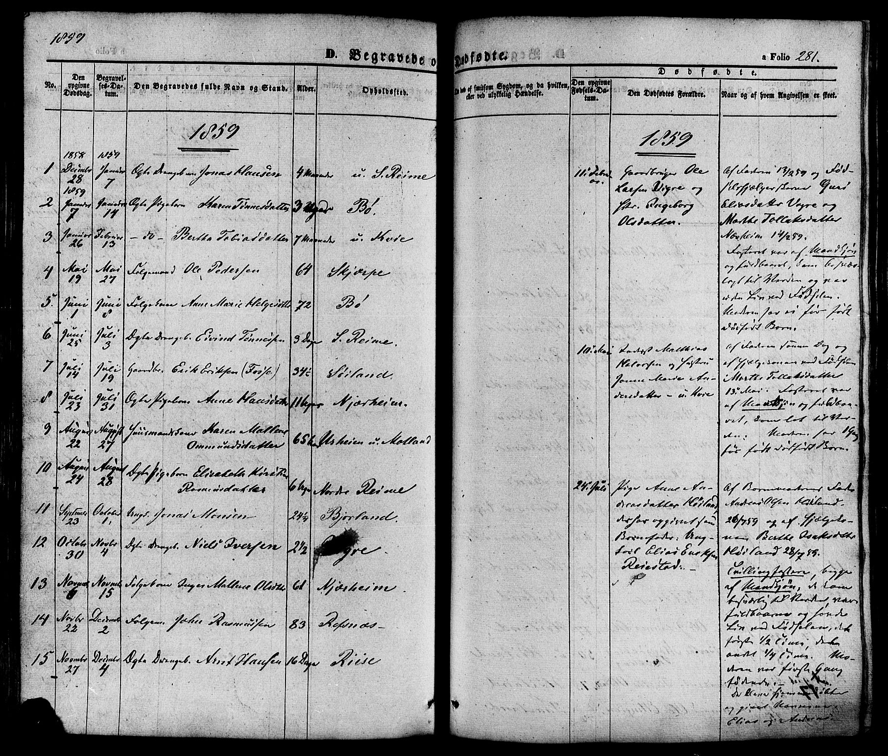 Hå sokneprestkontor, AV/SAST-A-101801/001/30BA/L0008: Parish register (official) no. A 7, 1853-1878, p. 281