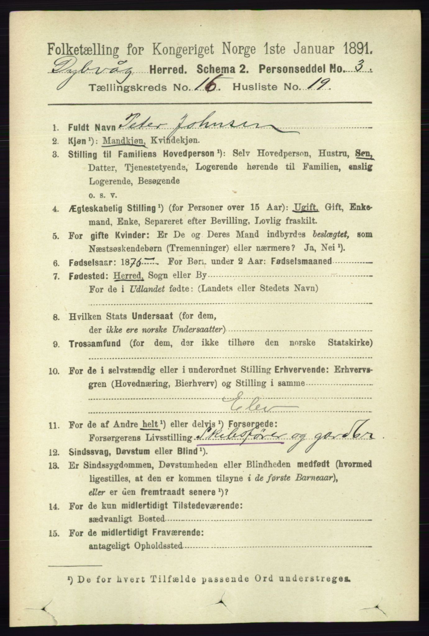 RA, 1891 census for 0915 Dypvåg, 1891, p. 6515