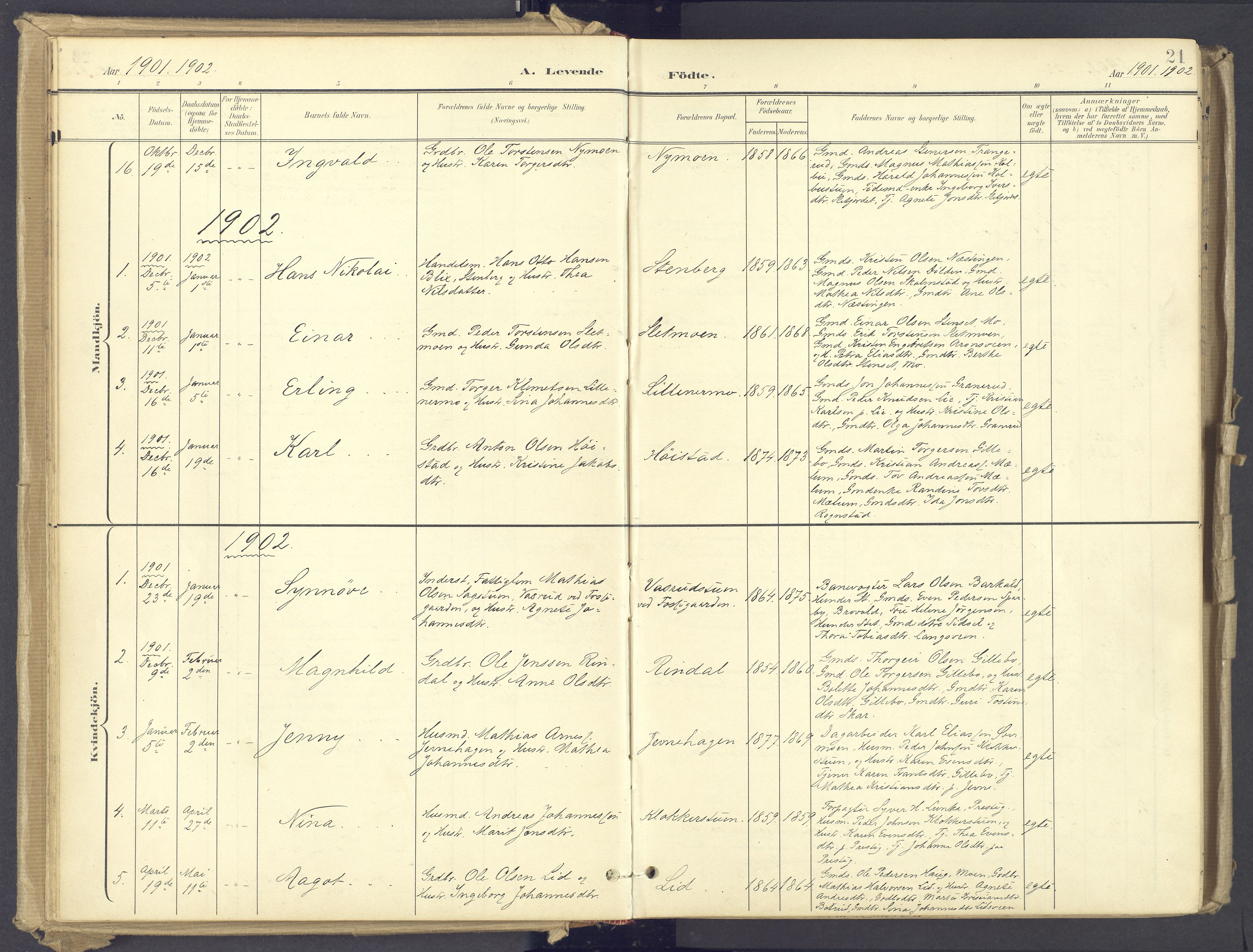 Øyer prestekontor, AV/SAH-PREST-084/H/Ha/Haa/L0012: Parish register (official) no. 12, 1897-1920, p. 21