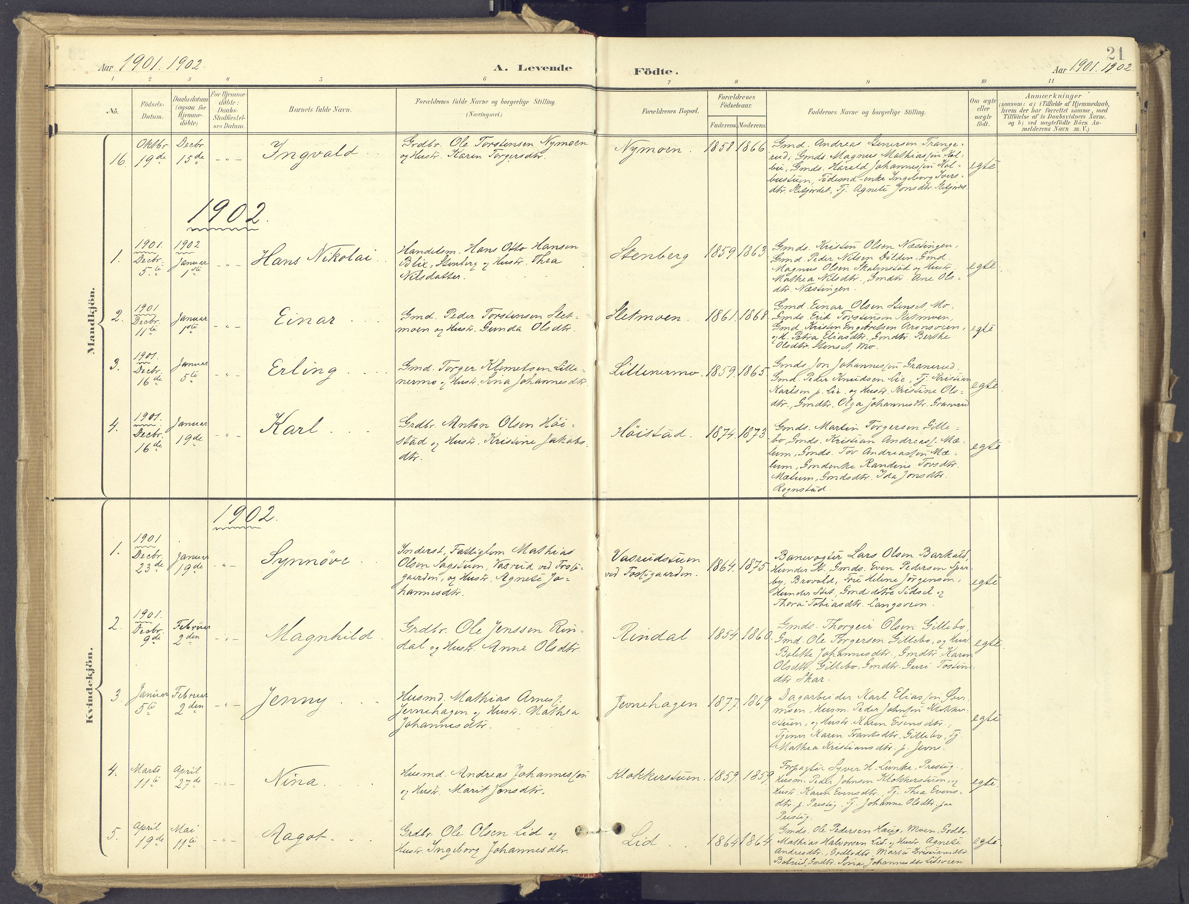 Øyer prestekontor, SAH/PREST-084/H/Ha/Haa/L0012: Parish register (official) no. 12, 1897-1920, p. 21