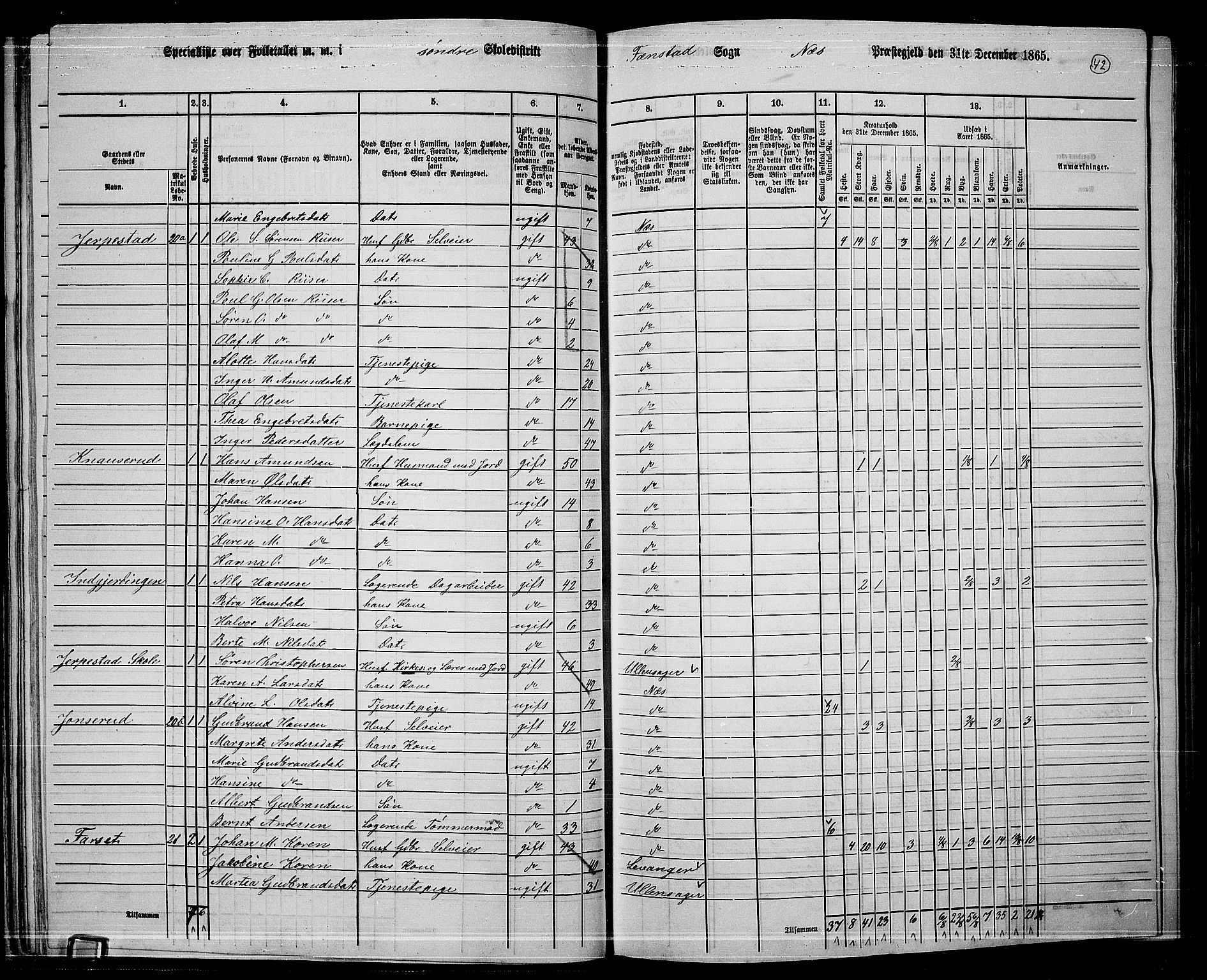 RA, 1865 census for Nes, 1865, p. 39