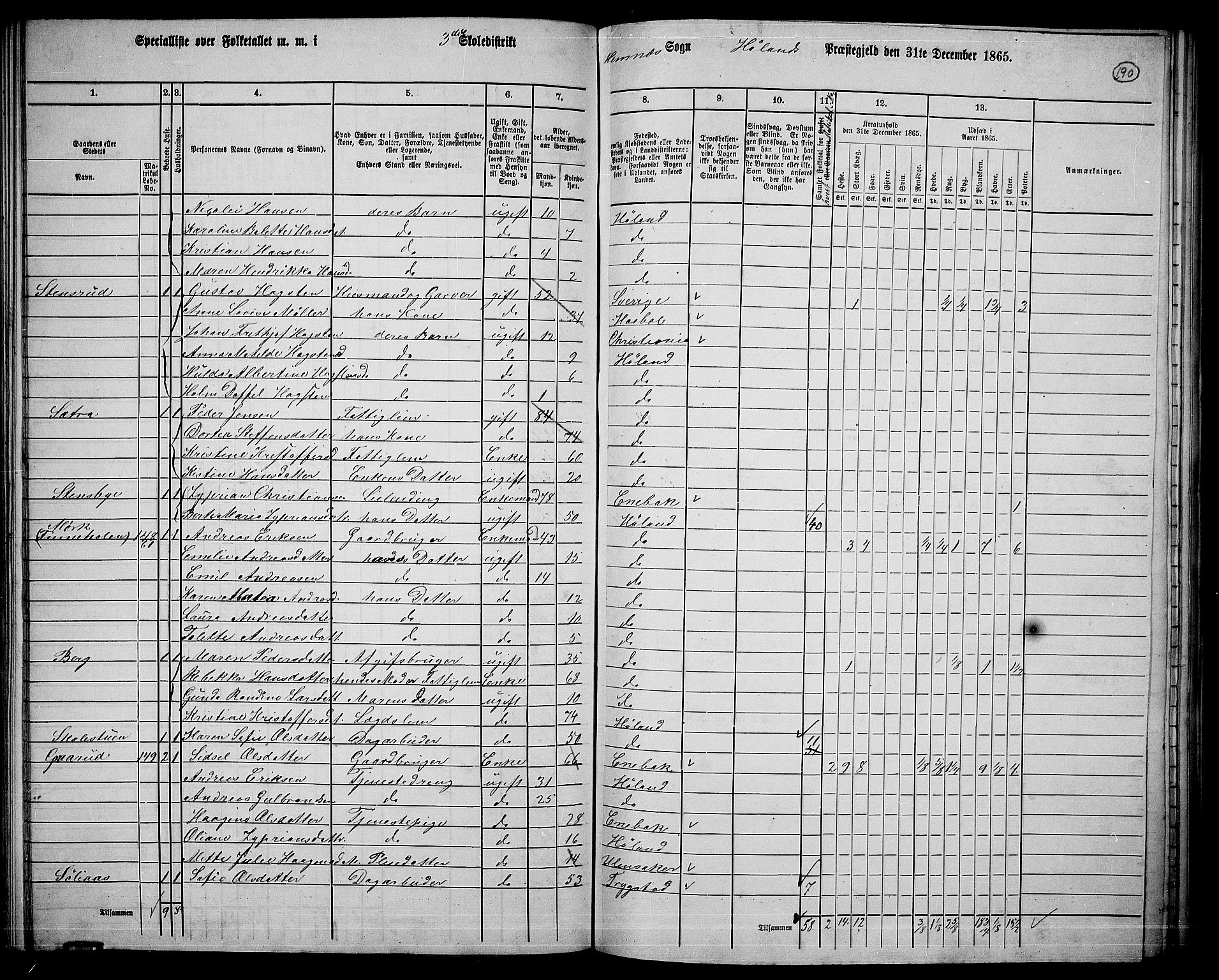 RA, 1865 census for Høland, 1865, p. 175