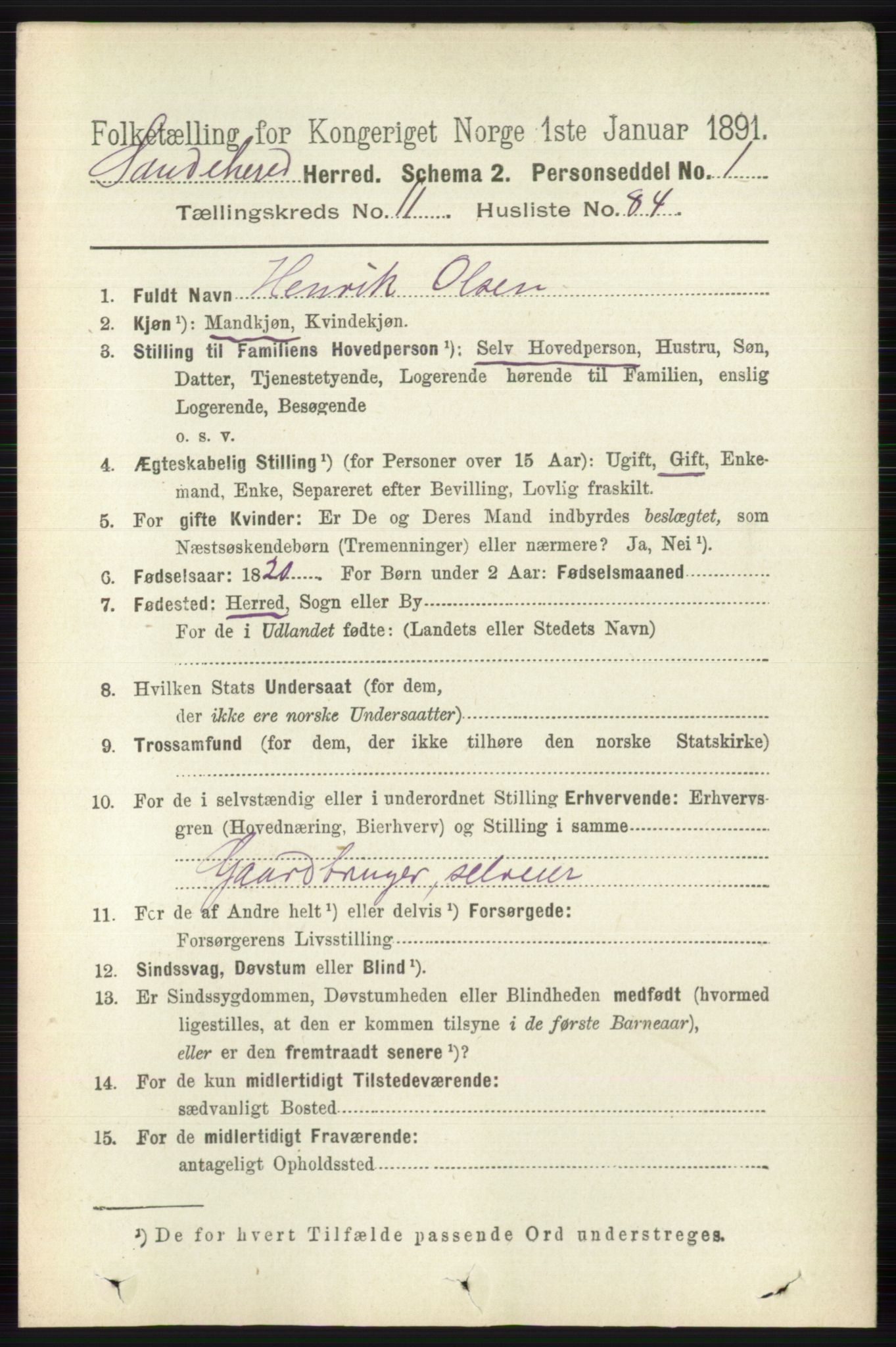 RA, 1891 census for 0724 Sandeherred, 1891, p. 7139