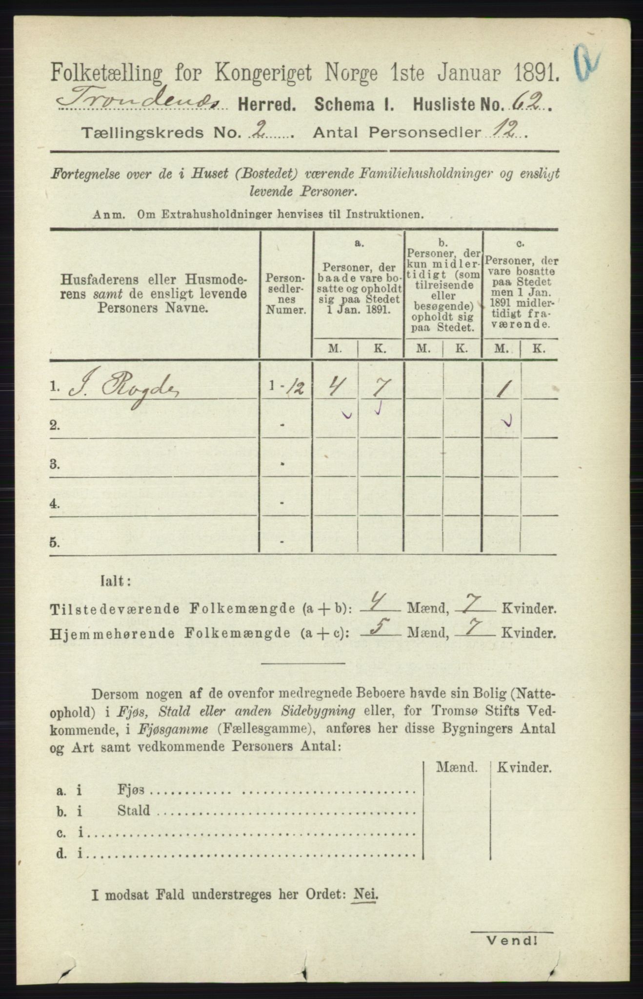 RA, 1891 census for 1914 Trondenes, 1891, p. 640