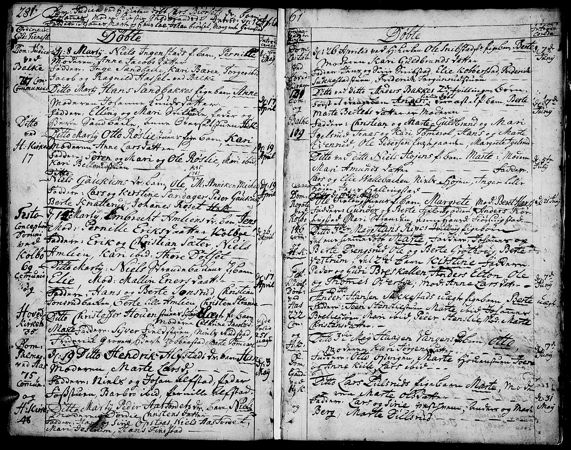 Toten prestekontor, SAH/PREST-102/H/Ha/Haa/L0004: Parish register (official) no. 4, 1751-1761, p. 281