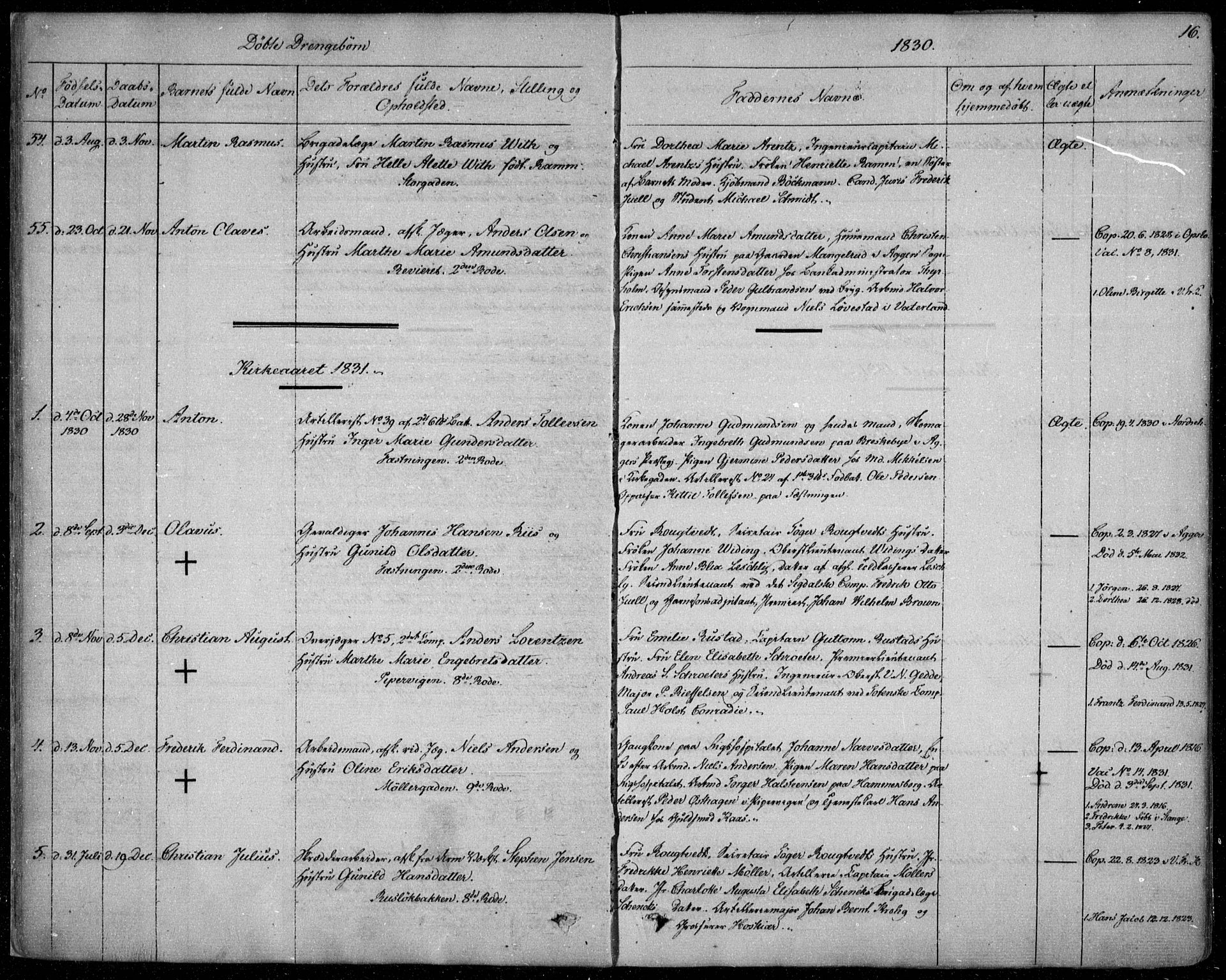 Garnisonsmenigheten Kirkebøker, SAO/A-10846/F/Fa/L0006: Parish register (official) no. 6, 1828-1841, p. 16