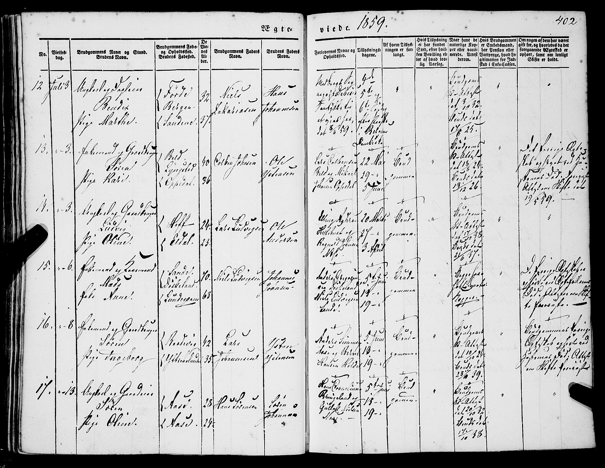 Gaular sokneprestembete, AV/SAB-A-80001/H/Haa: Parish register (official) no. A 4II, 1841-1859, p. 402