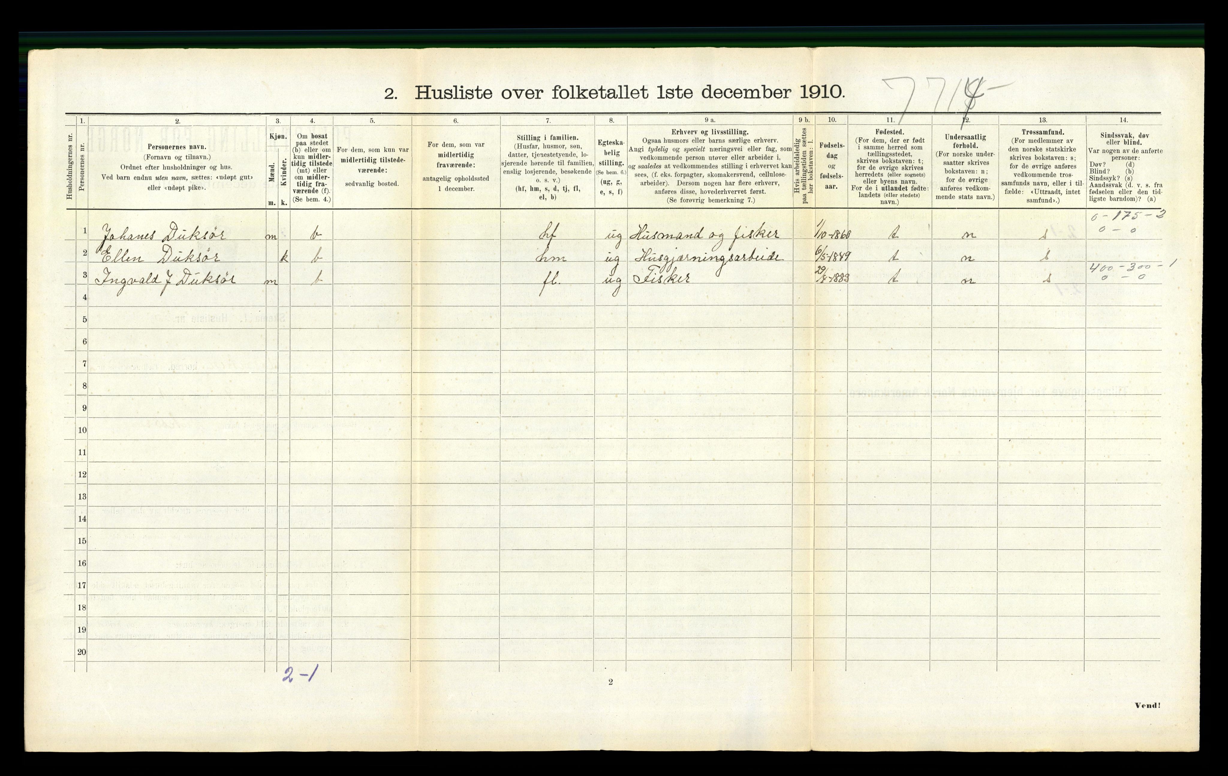 RA, 1910 census for Mosvik, 1910, p. 121