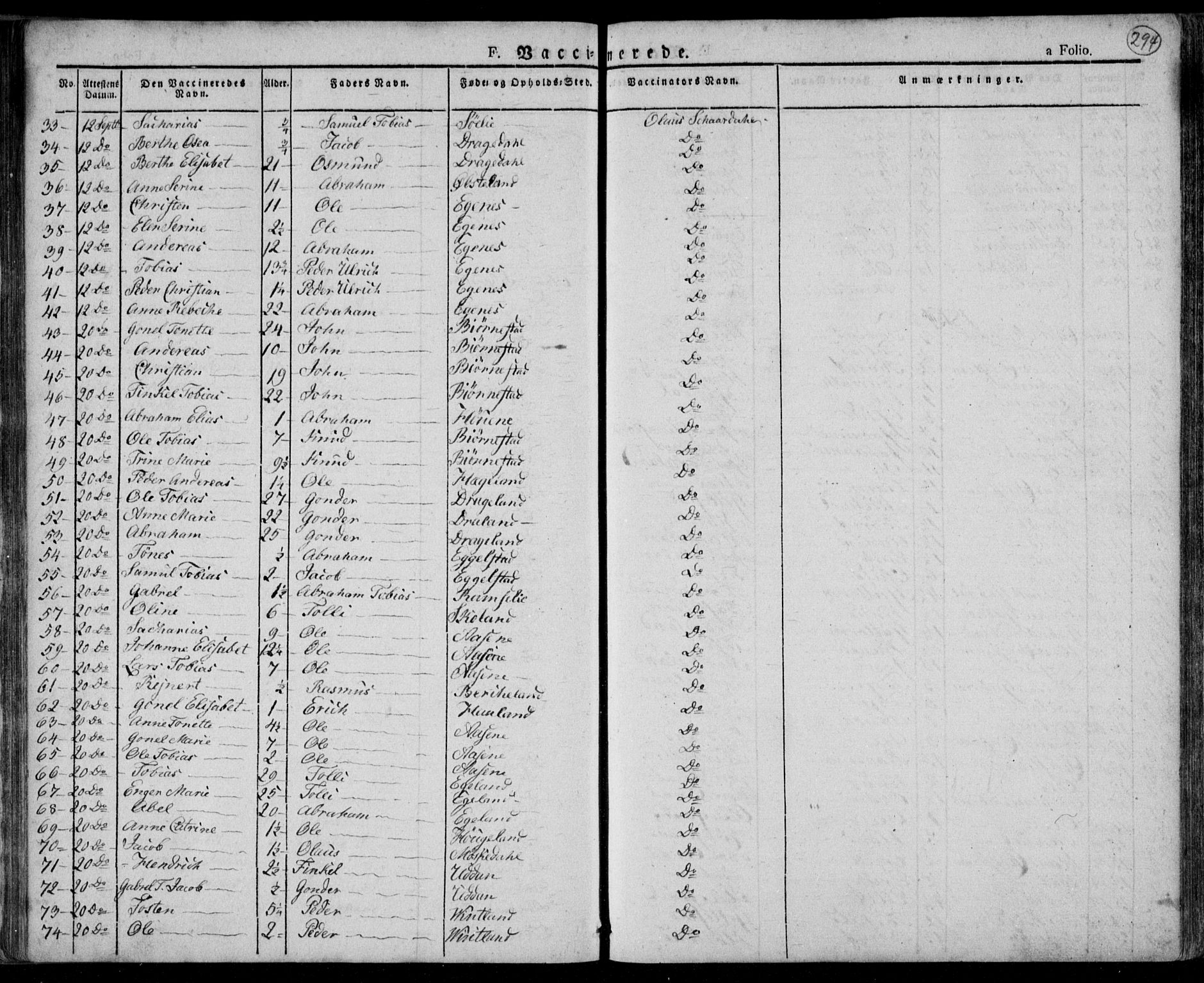 Lyngdal sokneprestkontor, AV/SAK-1111-0029/F/Fa/Fac/L0007: Parish register (official) no. A 7, 1825-1838, p. 294