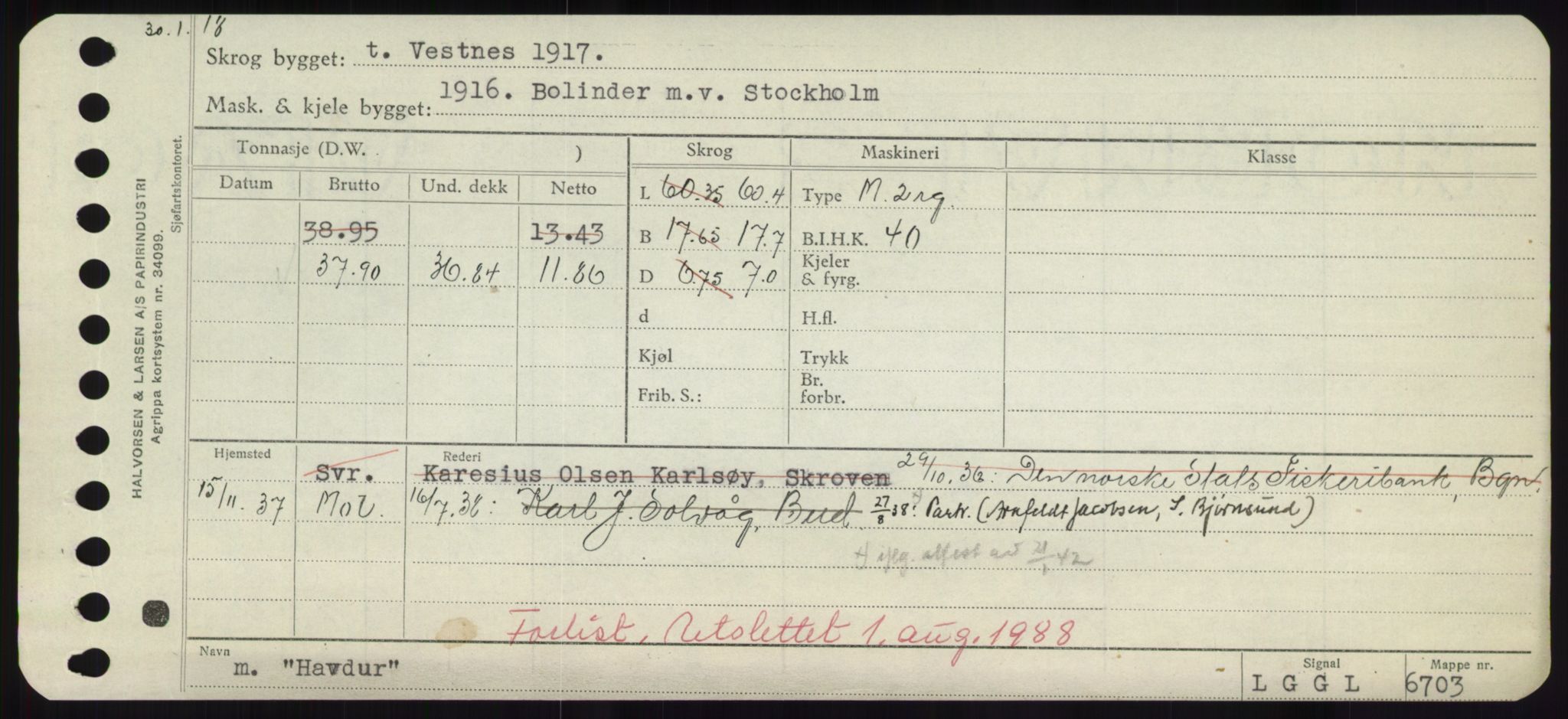 Sjøfartsdirektoratet med forløpere, Skipsmålingen, RA/S-1627/H/Hd/L0014: Fartøy, H-Havl, p. 515