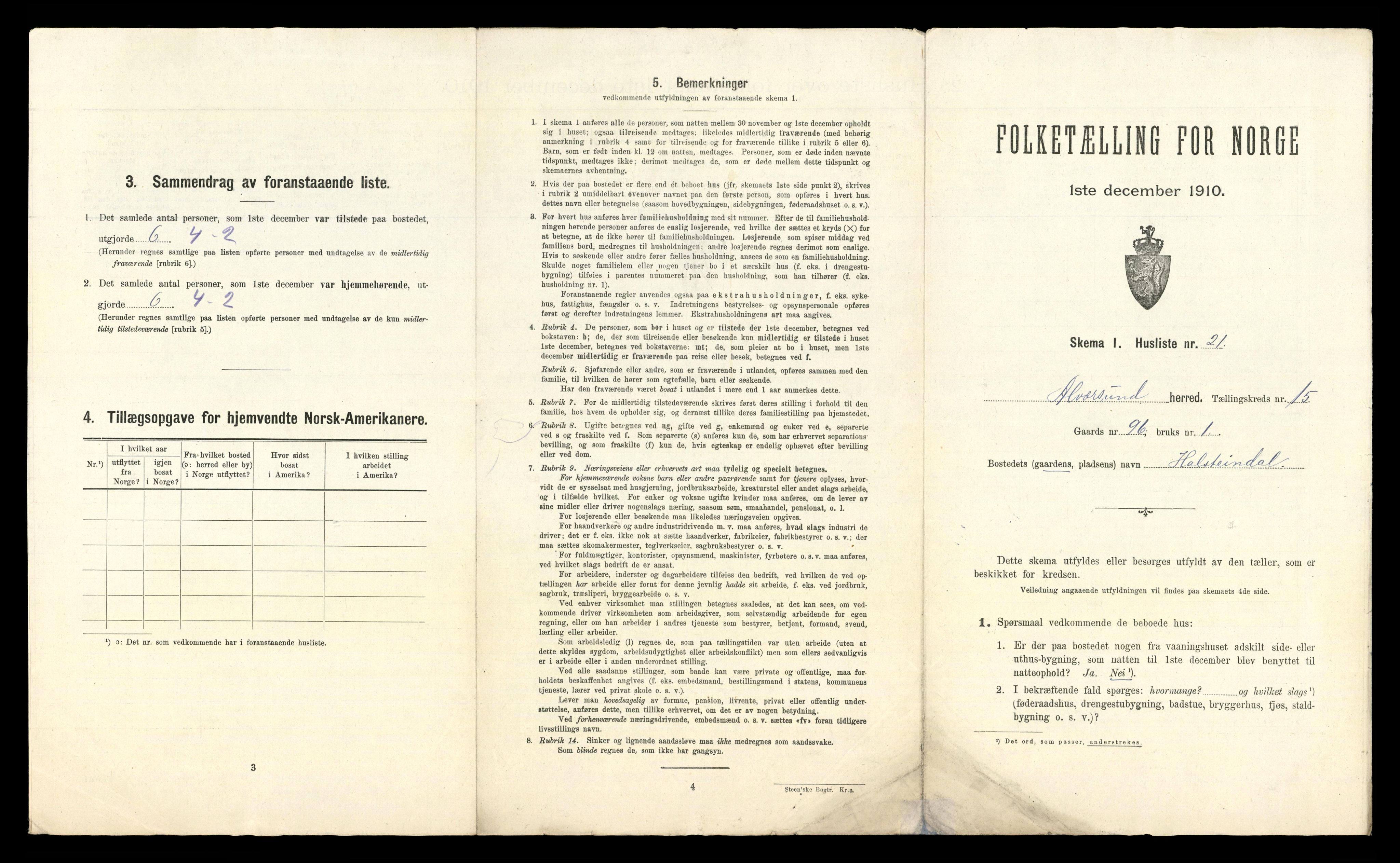 RA, 1910 census for Alversund, 1910, p. 1110