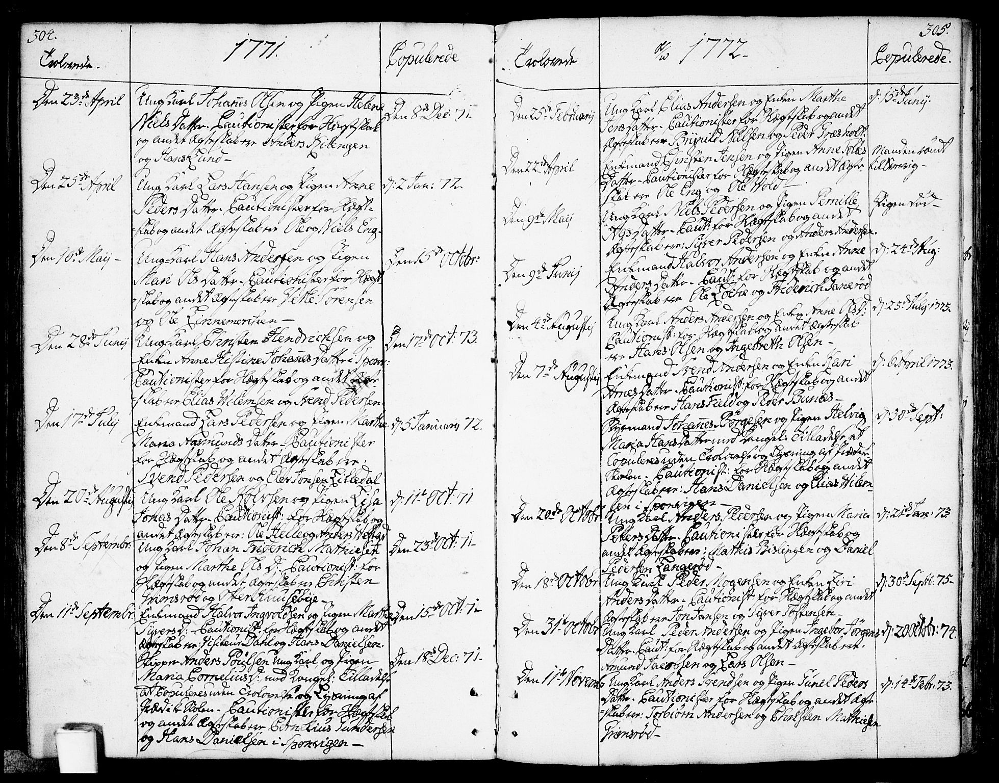 Berg prestekontor Kirkebøker, AV/SAO-A-10902/F/Fa/L0001: Parish register (official) no. I 1, 1770-1814, p. 304-305