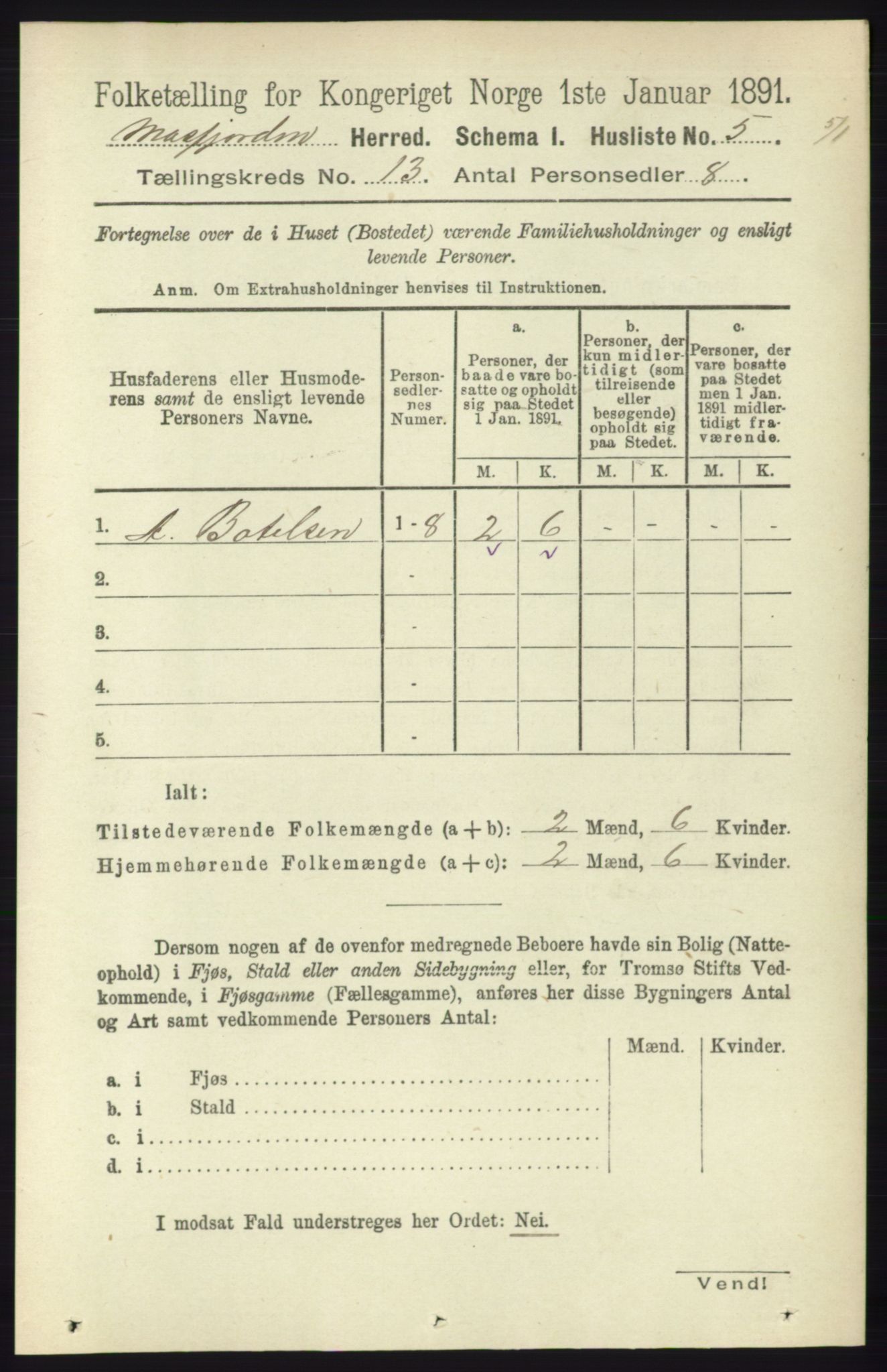 RA, 1891 census for 1266 Masfjorden, 1891, p. 2607