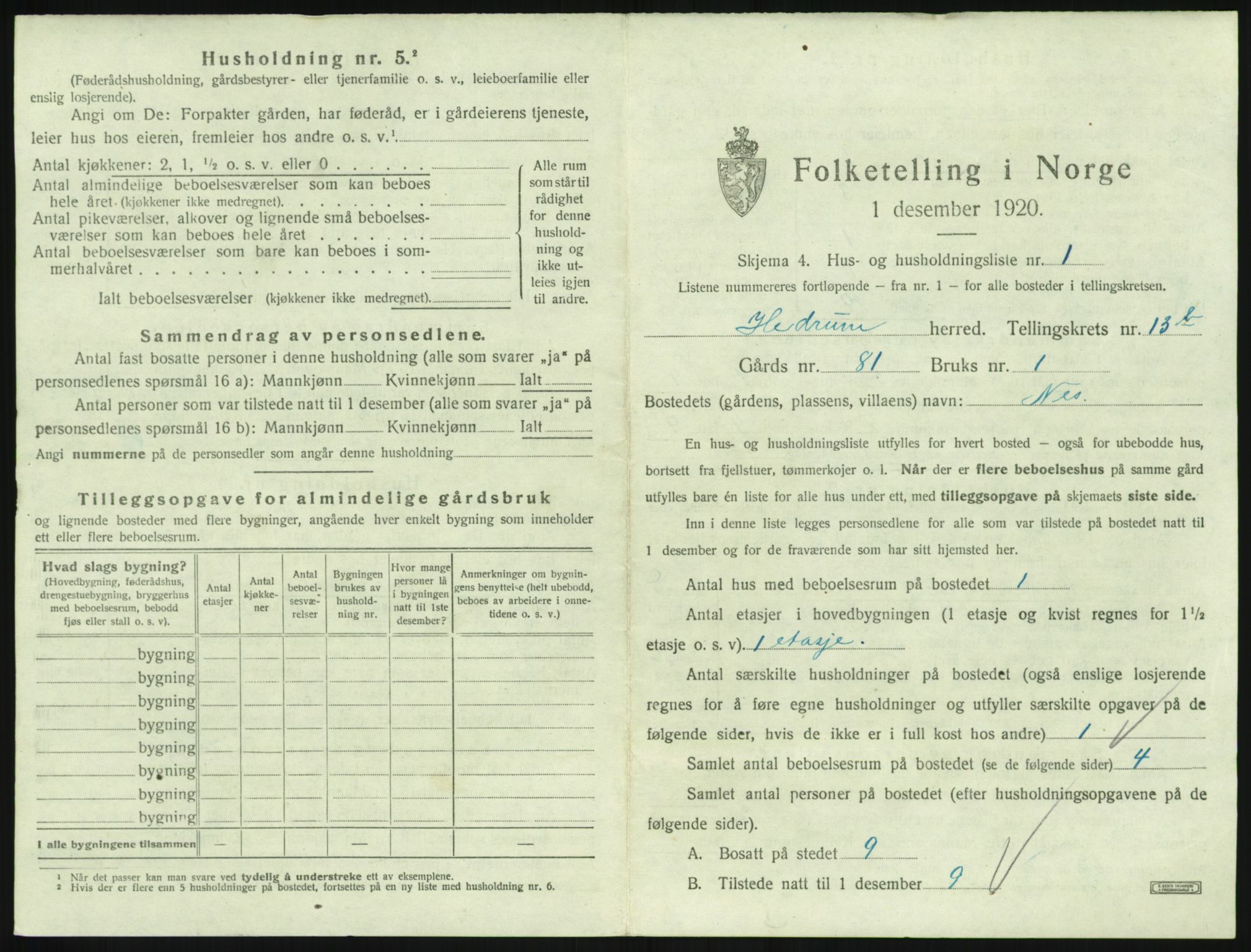 SAKO, 1920 census for Hedrum, 1920, p. 1203