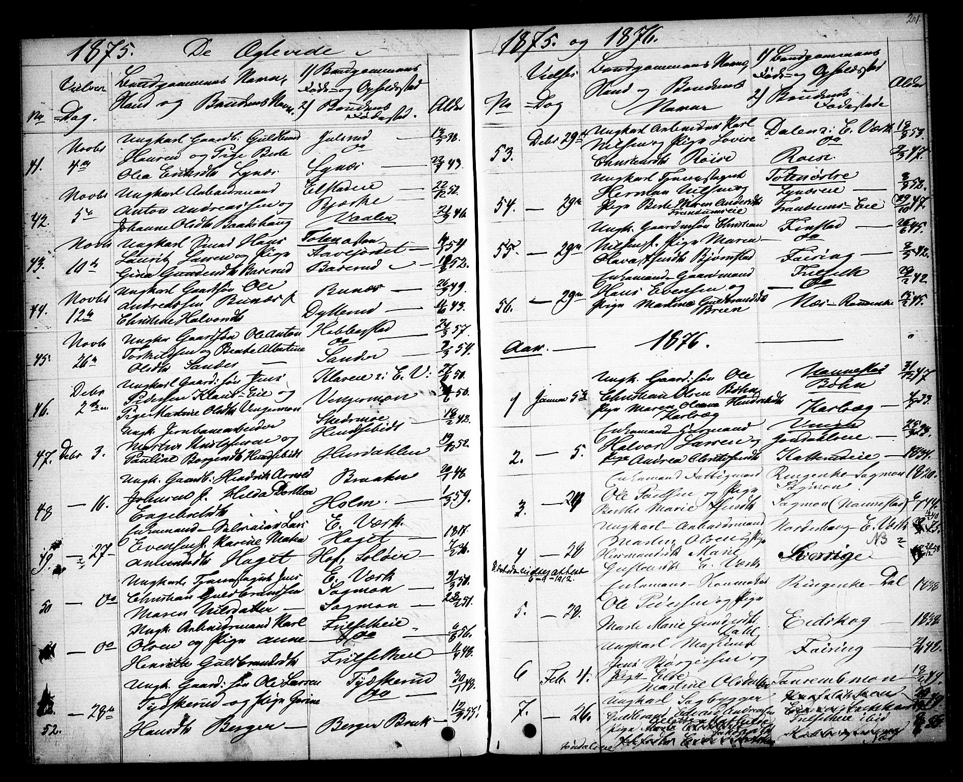 Eidsvoll prestekontor Kirkebøker, SAO/A-10888/G/Ga/L0003: Parish register (copy) no. I 3, 1871-1877, p. 201