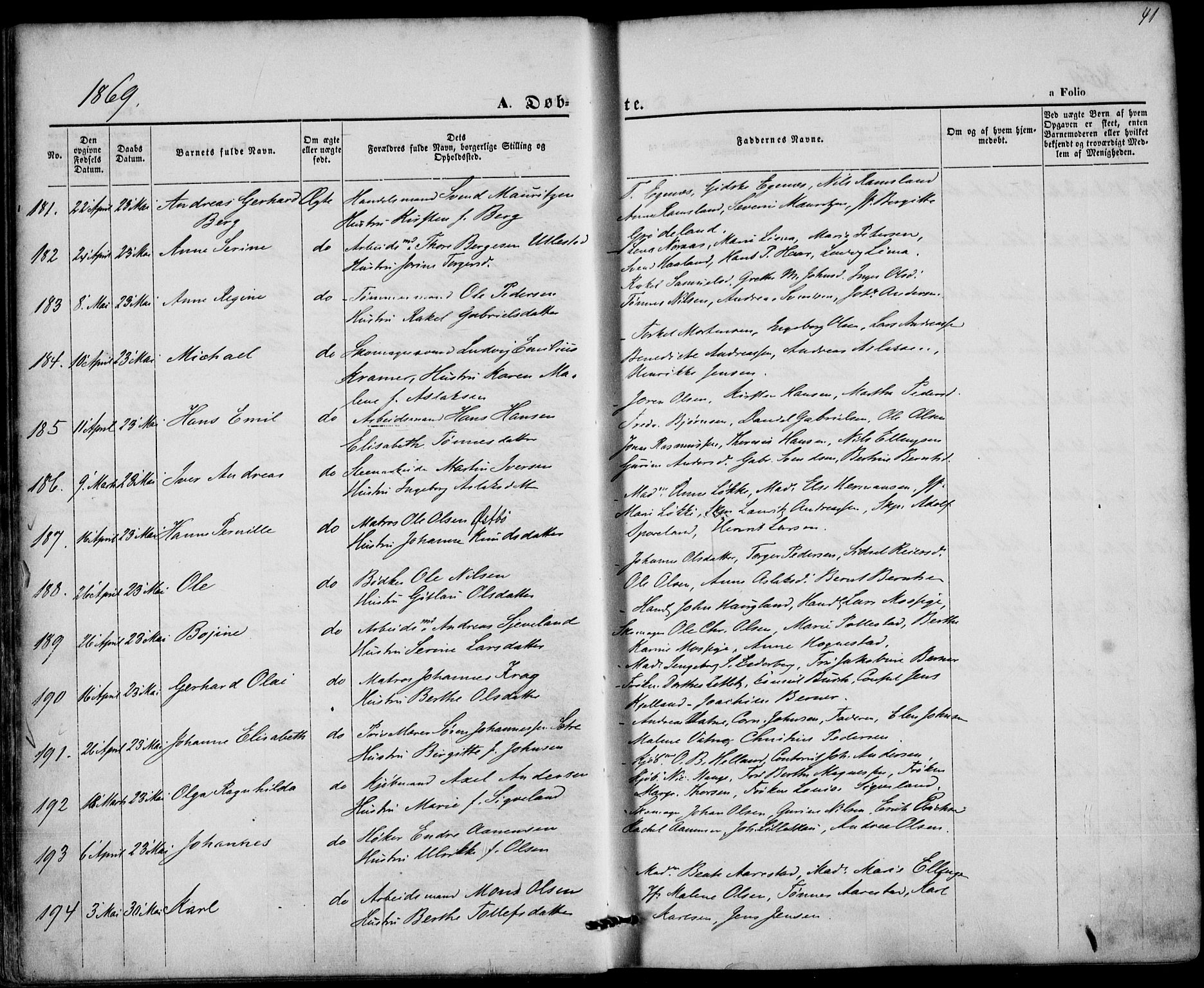 St. Petri sokneprestkontor, AV/SAST-A-101813/001/30/30BA/L0008: Parish register (official) no. A 8, 1868-1876, p. 41