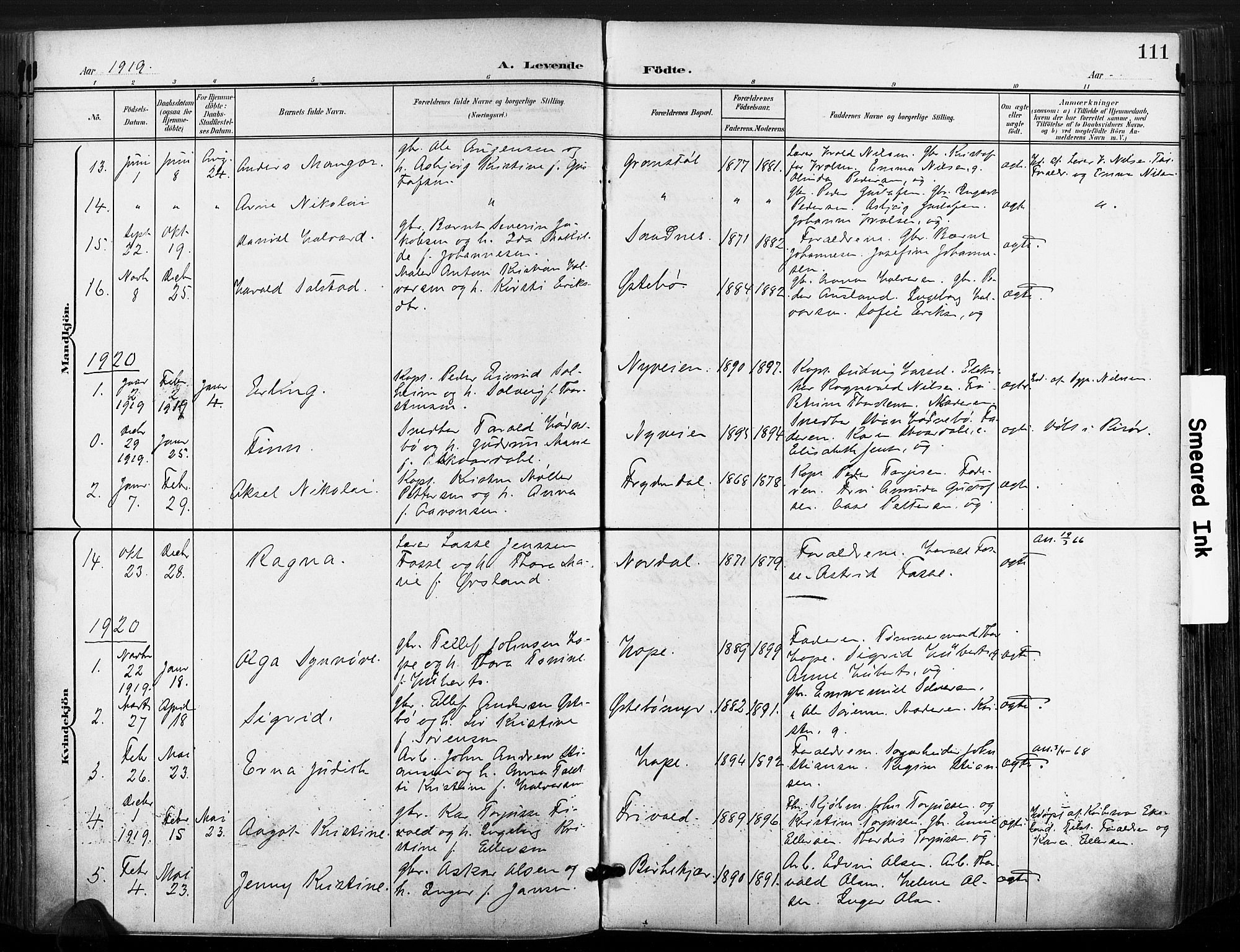 Søndeled sokneprestkontor, AV/SAK-1111-0038/F/Fa/L0006: Parish register (official) no. A 6, 1900-1922, p. 111