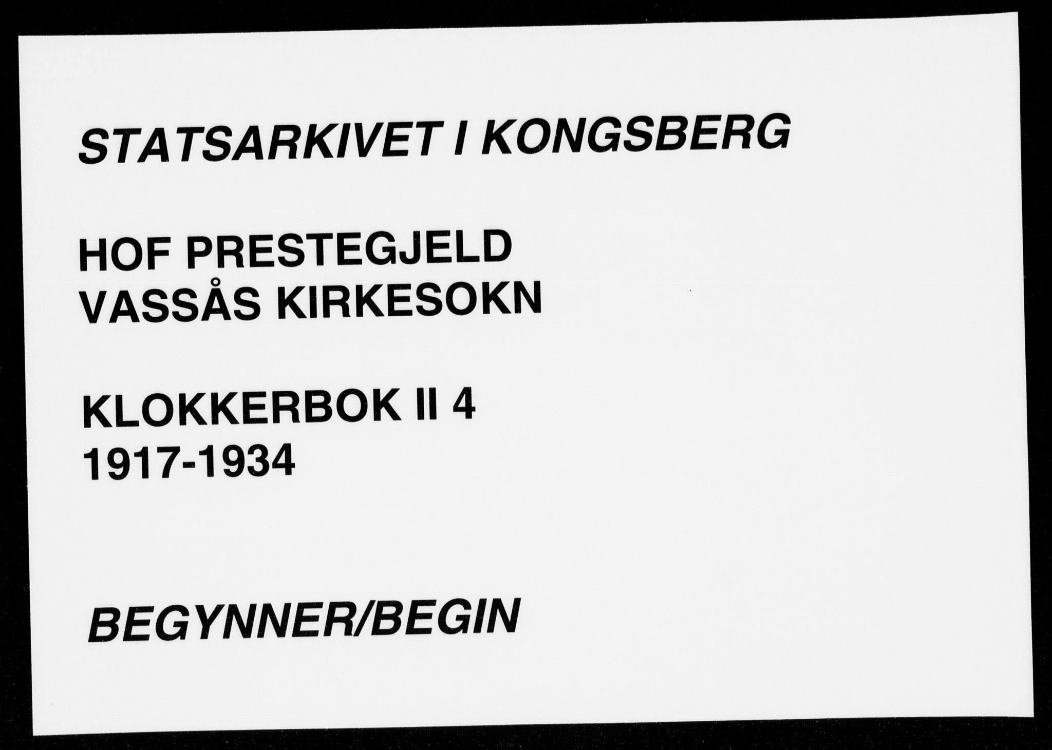 Hof kirkebøker, AV/SAKO-A-64/G/Gb/L0004: Parish register (copy) no. II 4, 1917-1934