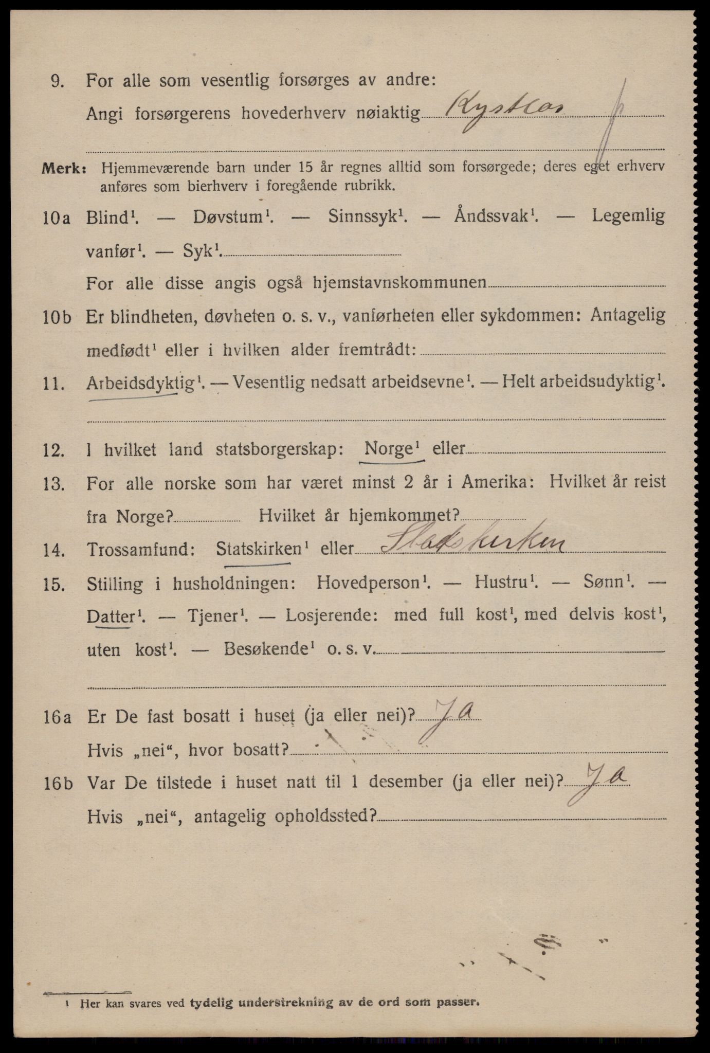 SAST, 1920 census for Stavanger, 1920, p. 95259