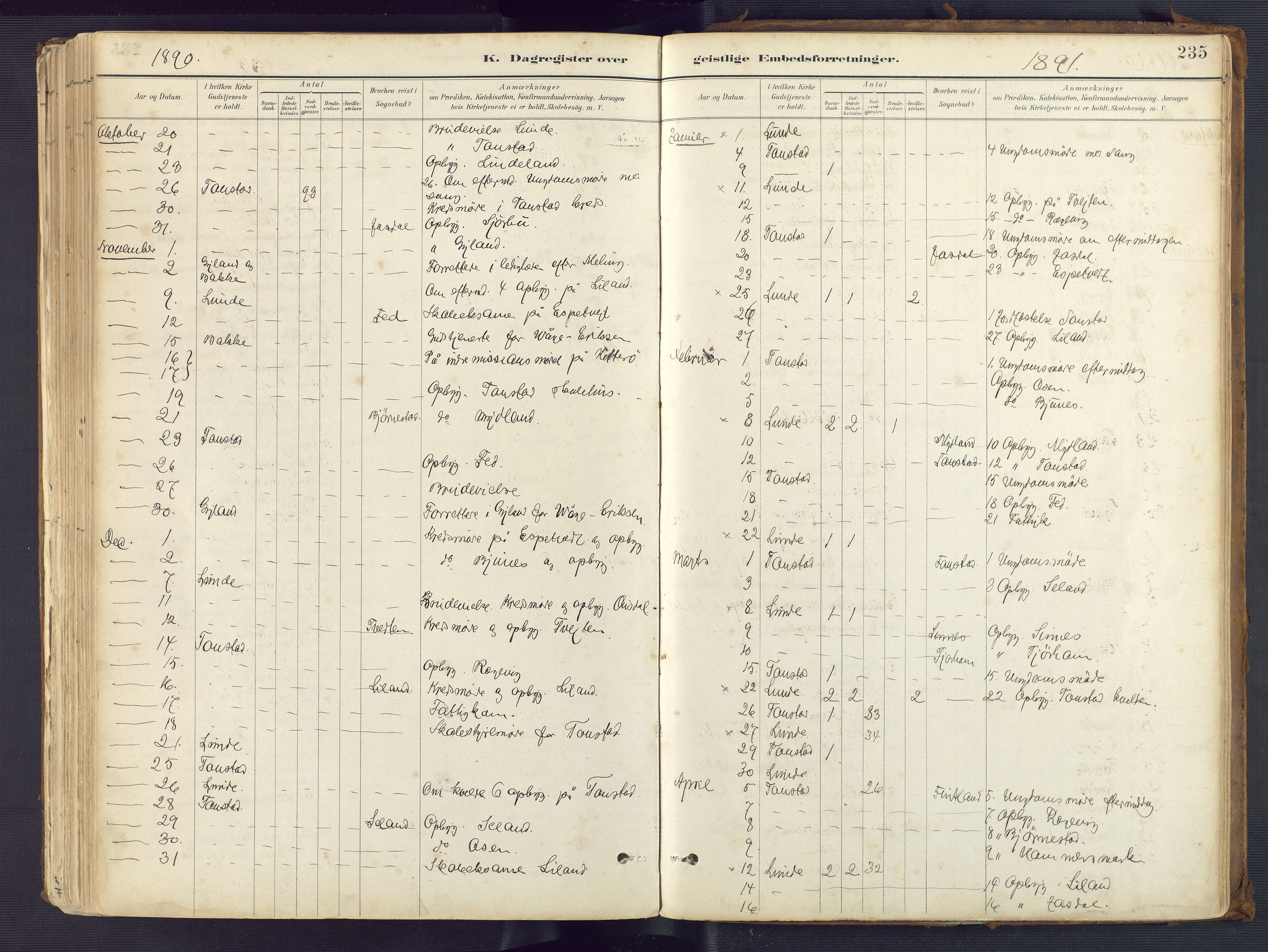 Sirdal sokneprestkontor, AV/SAK-1111-0036/F/Fa/Fab/L0004: Parish register (official) no. A 4, 1887-1919, p. 235