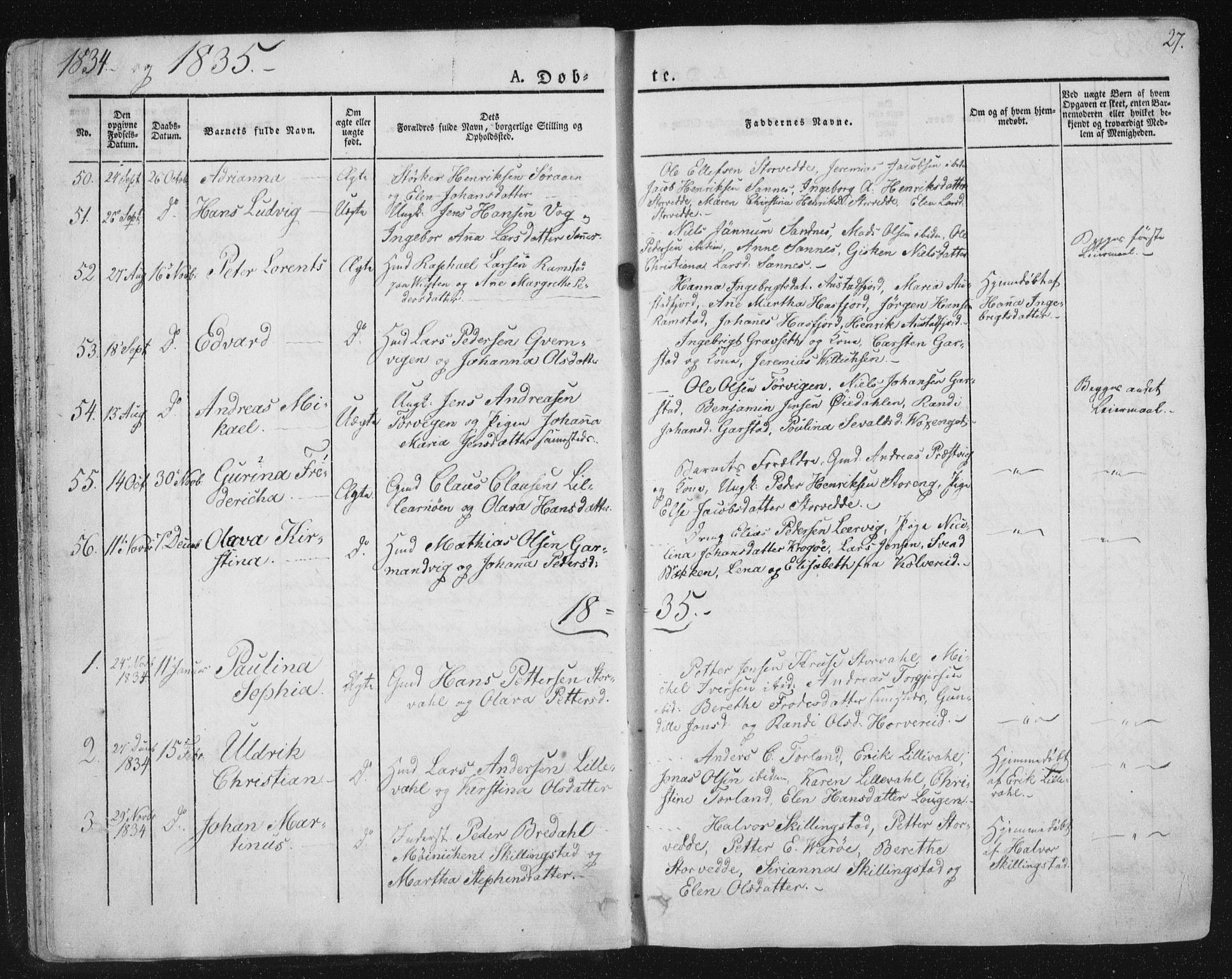 Ministerialprotokoller, klokkerbøker og fødselsregistre - Nord-Trøndelag, SAT/A-1458/784/L0669: Parish register (official) no. 784A04, 1829-1859, p. 27