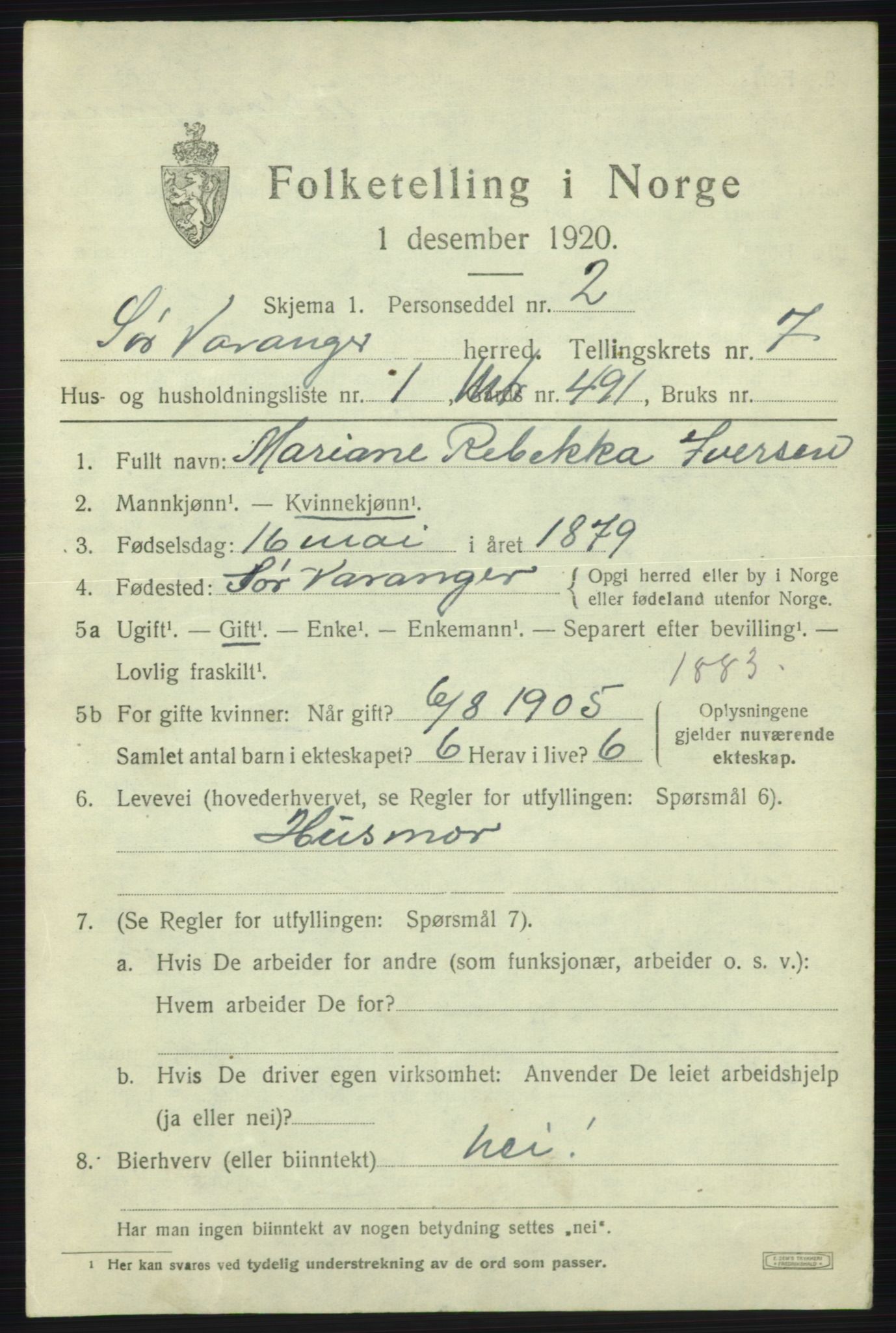 SATØ, 1920 census for Sør-Varanger, 1920, p. 4604