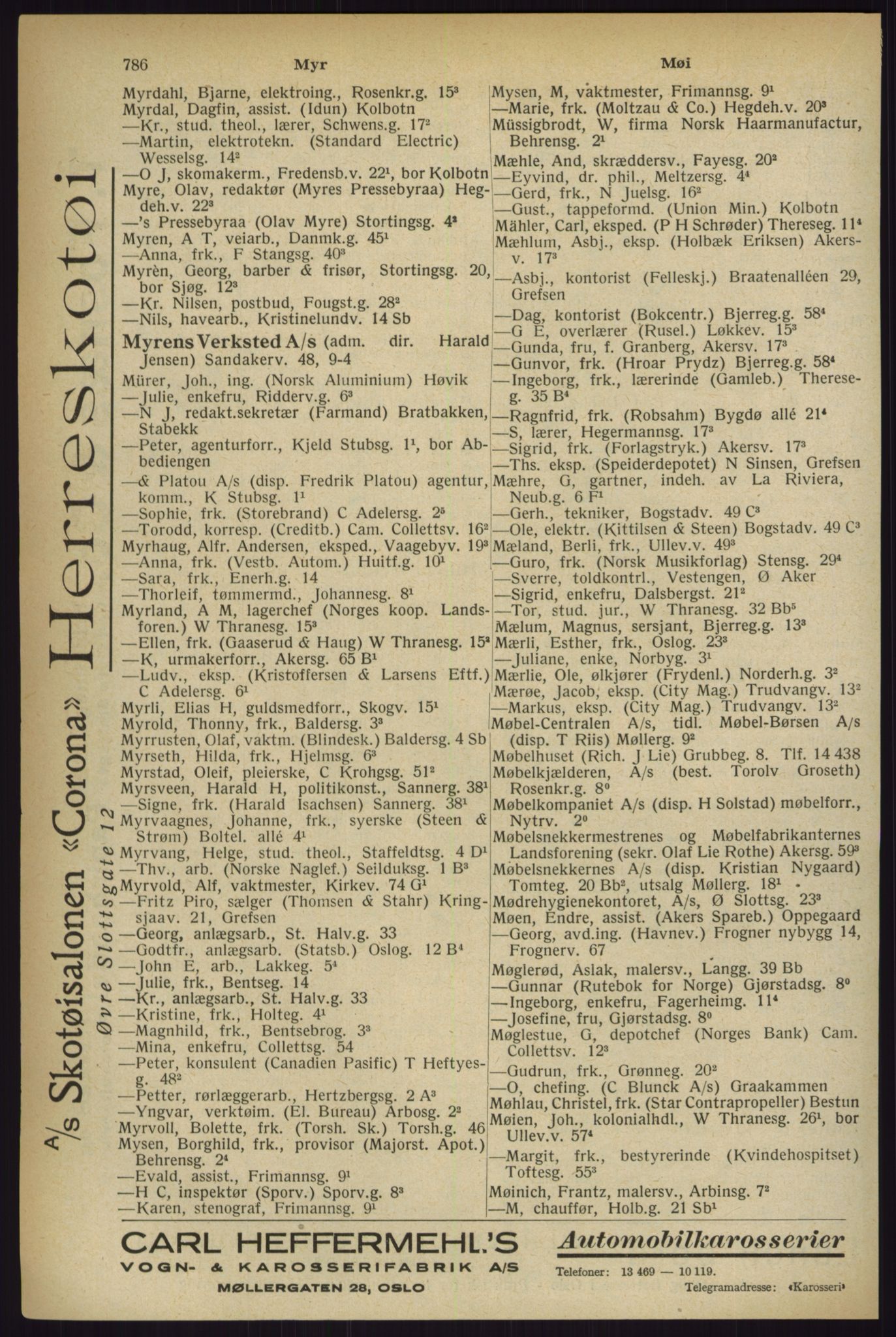 Kristiania/Oslo adressebok, PUBL/-, 1927, p. 786