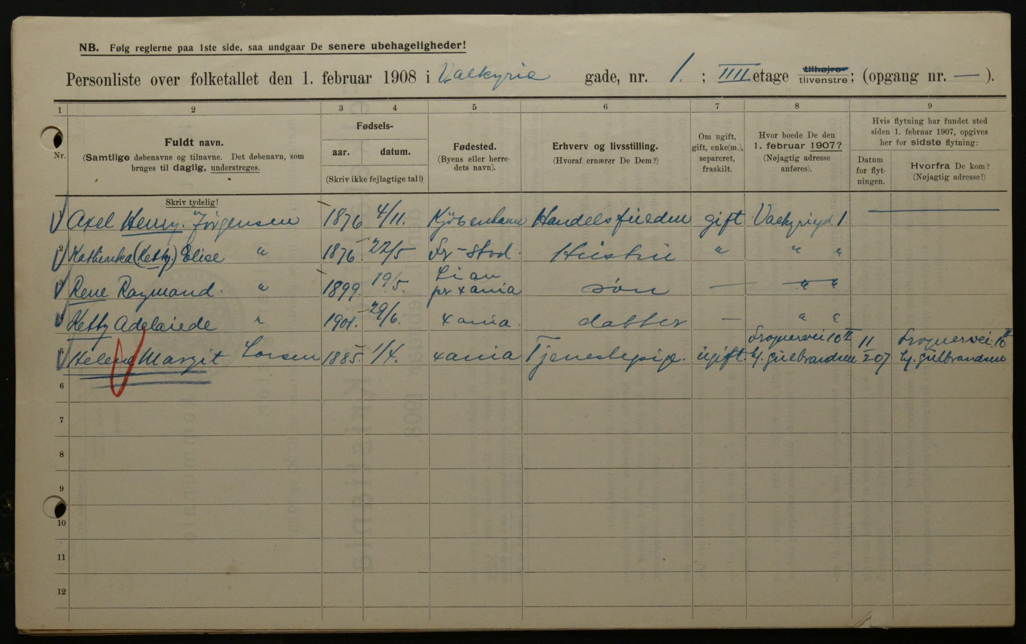 OBA, Municipal Census 1908 for Kristiania, 1908, p. 109171