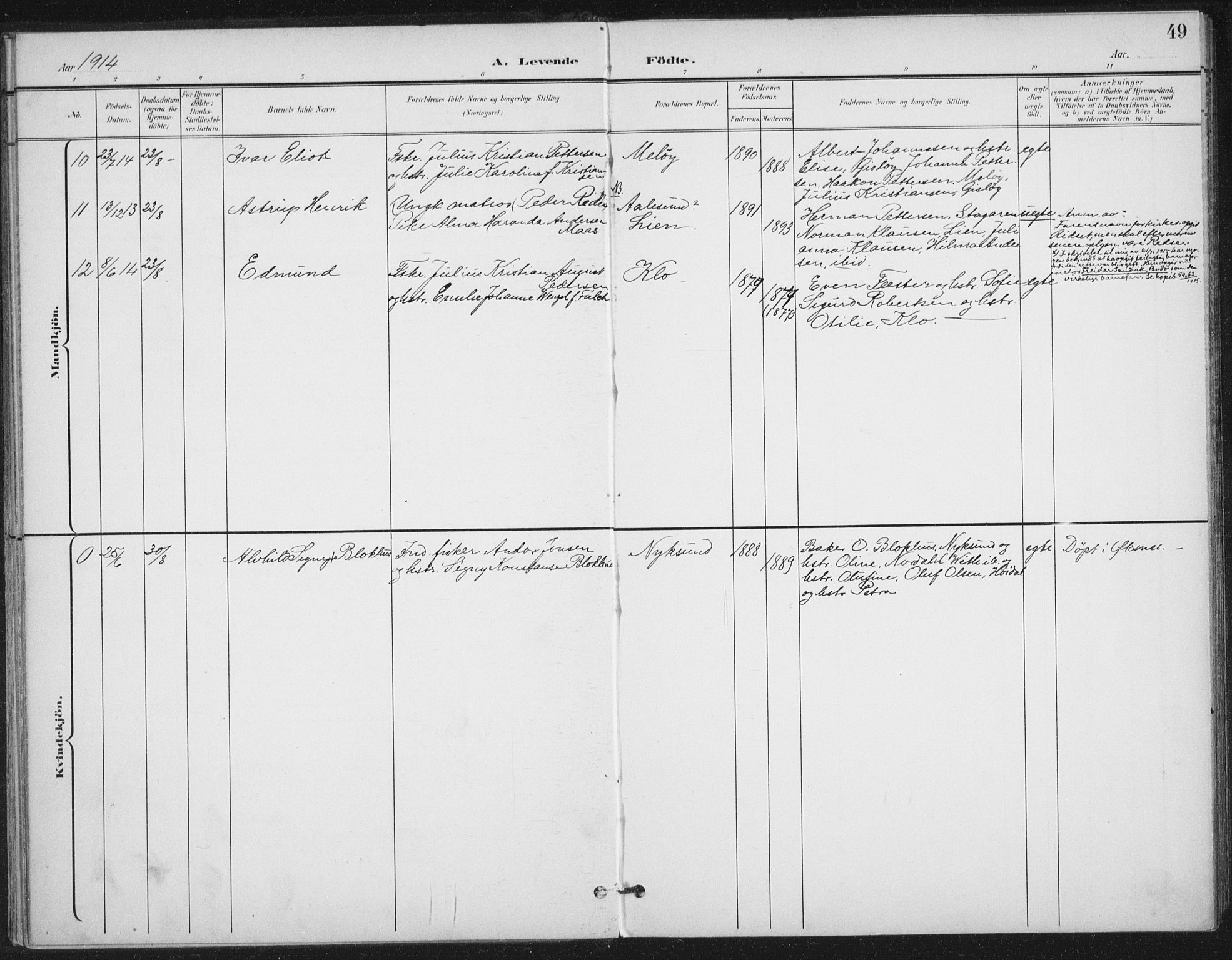 Ministerialprotokoller, klokkerbøker og fødselsregistre - Nordland, AV/SAT-A-1459/894/L1356: Parish register (official) no. 894A02, 1897-1914, p. 49