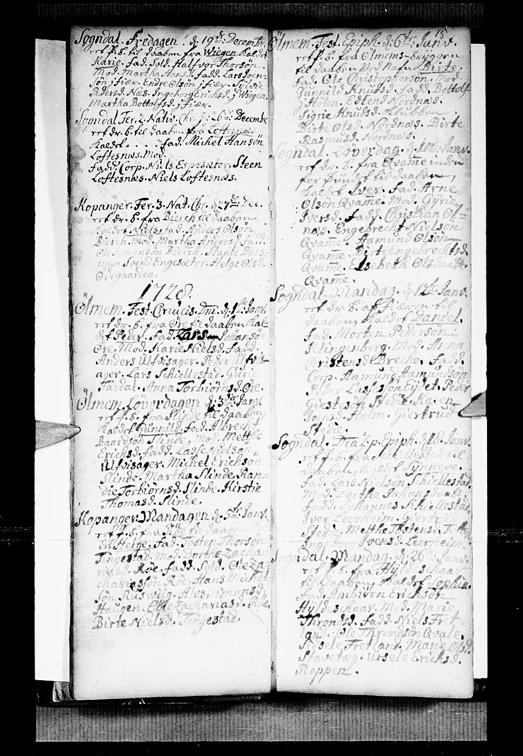 Sogndal sokneprestembete, AV/SAB-A-81301/H/Haa/Haaa/L0002: Parish register (official) no. A 2, 1725-1741, p. 15