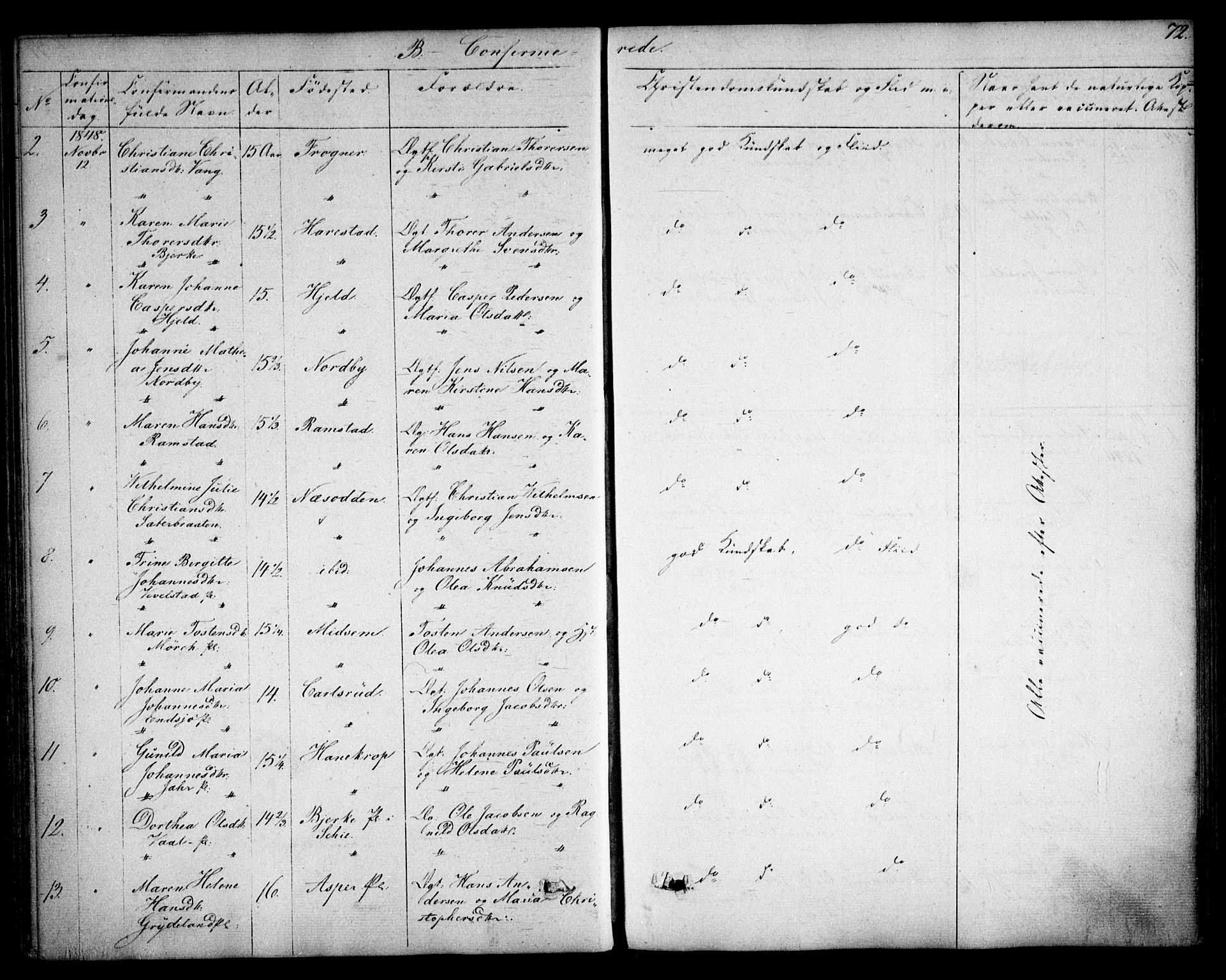 Kråkstad prestekontor Kirkebøker, AV/SAO-A-10125a/F/Fa/L0006: Parish register (official) no. I 6, 1848-1857, p. 72