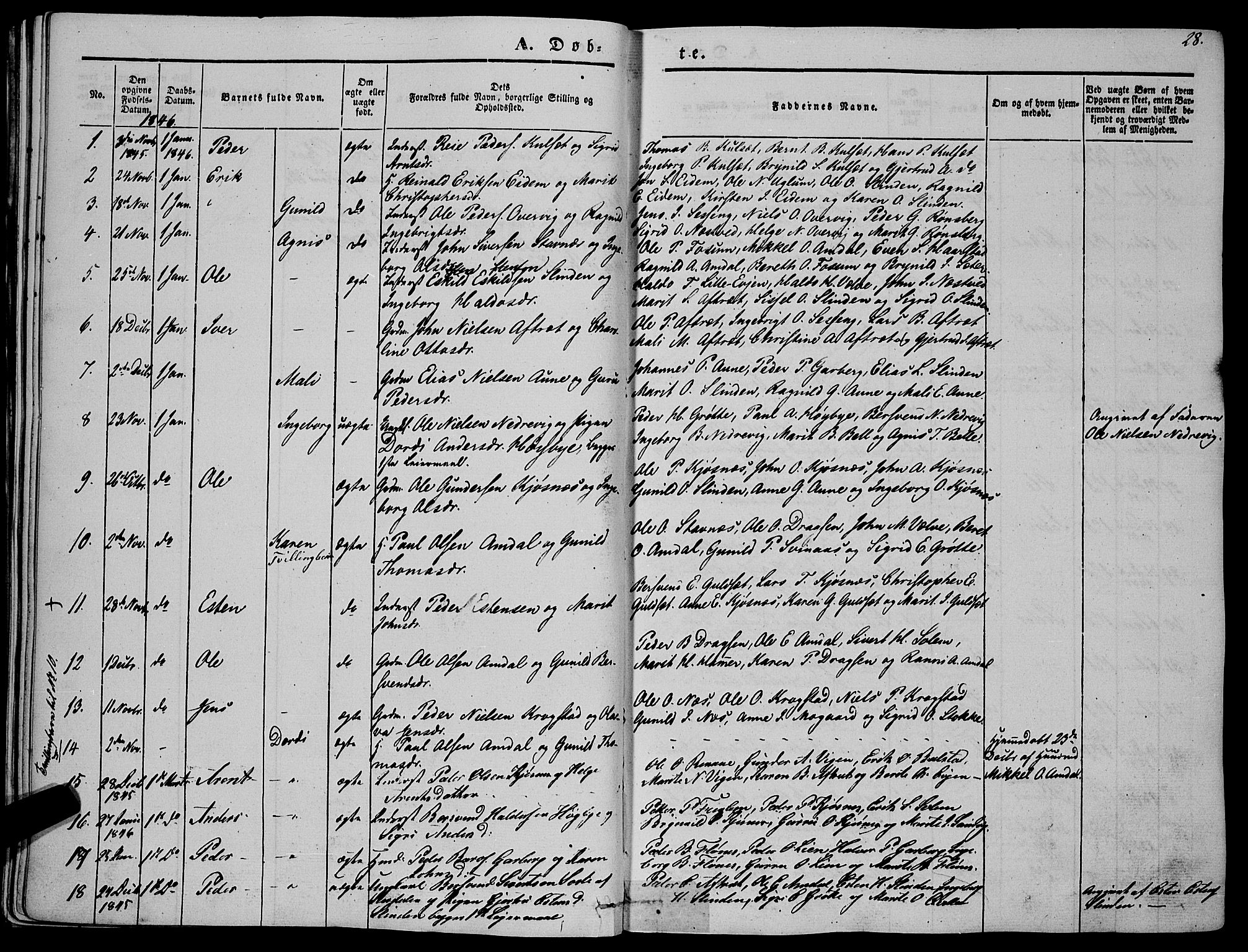 Ministerialprotokoller, klokkerbøker og fødselsregistre - Sør-Trøndelag, SAT/A-1456/695/L1145: Parish register (official) no. 695A06 /1, 1843-1859, p. 28