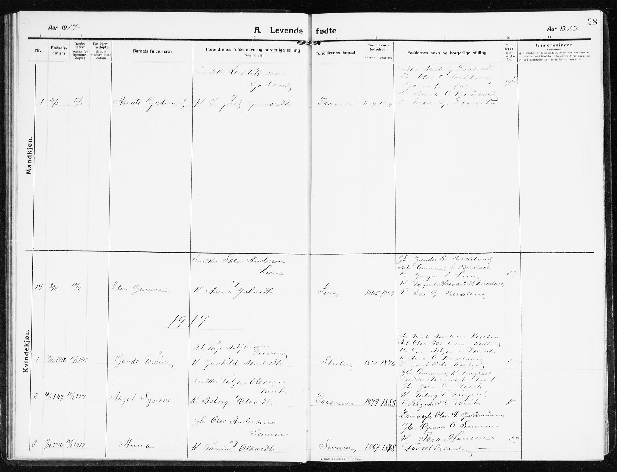 Evje sokneprestkontor, SAK/1111-0008/F/Fb/Fbb/L0003: Parish register (copy) no. B 3, 1910-1933, p. 28