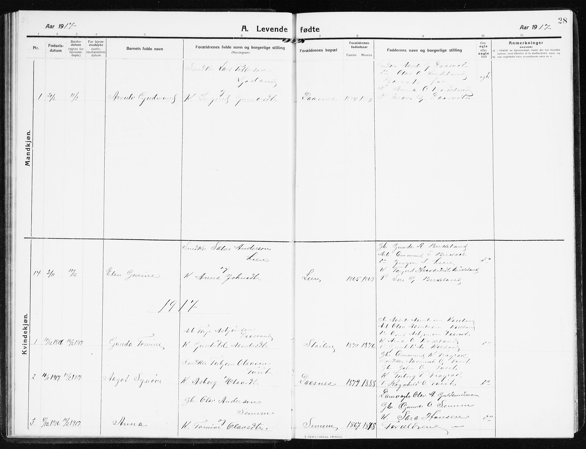 Evje sokneprestkontor, AV/SAK-1111-0008/F/Fb/Fbb/L0003: Parish register (copy) no. B 3, 1910-1933, p. 28