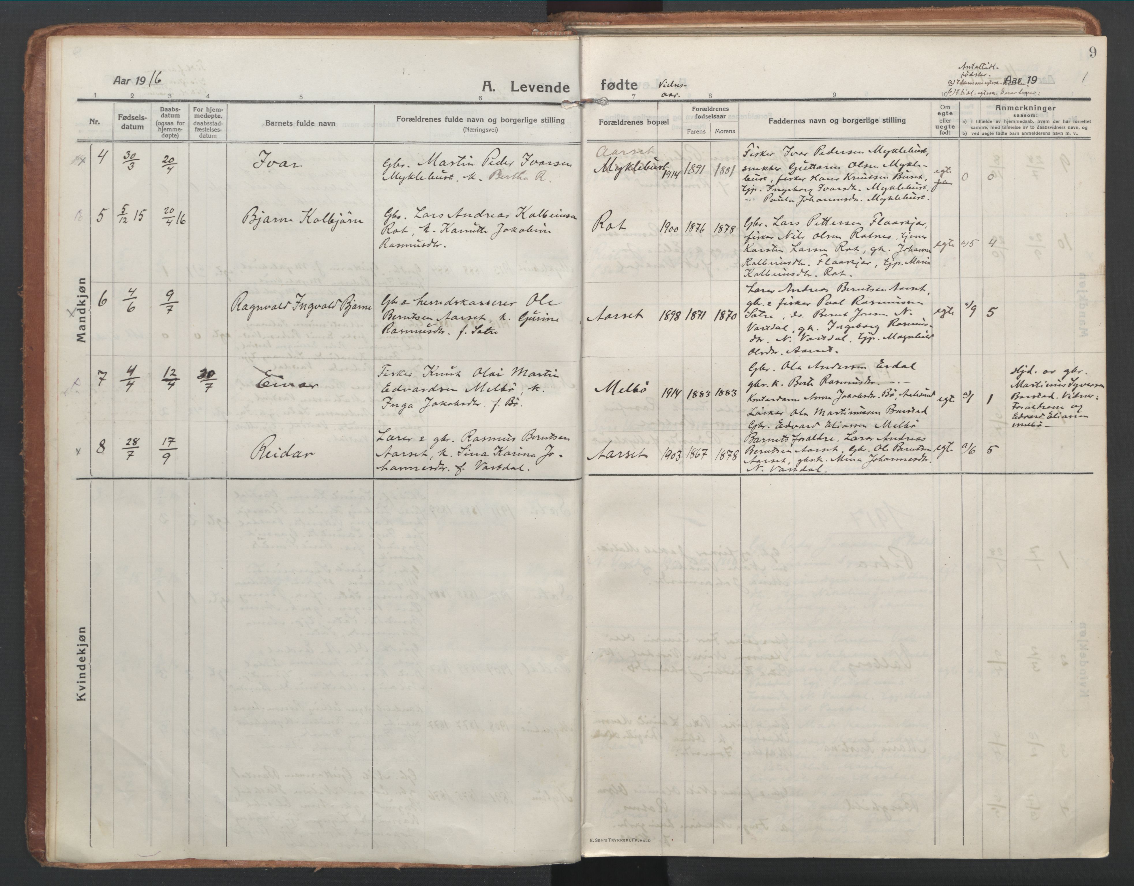 Ministerialprotokoller, klokkerbøker og fødselsregistre - Møre og Romsdal, AV/SAT-A-1454/514/L0200: Parish register (official) no. 514A02, 1913-1943, p. 9