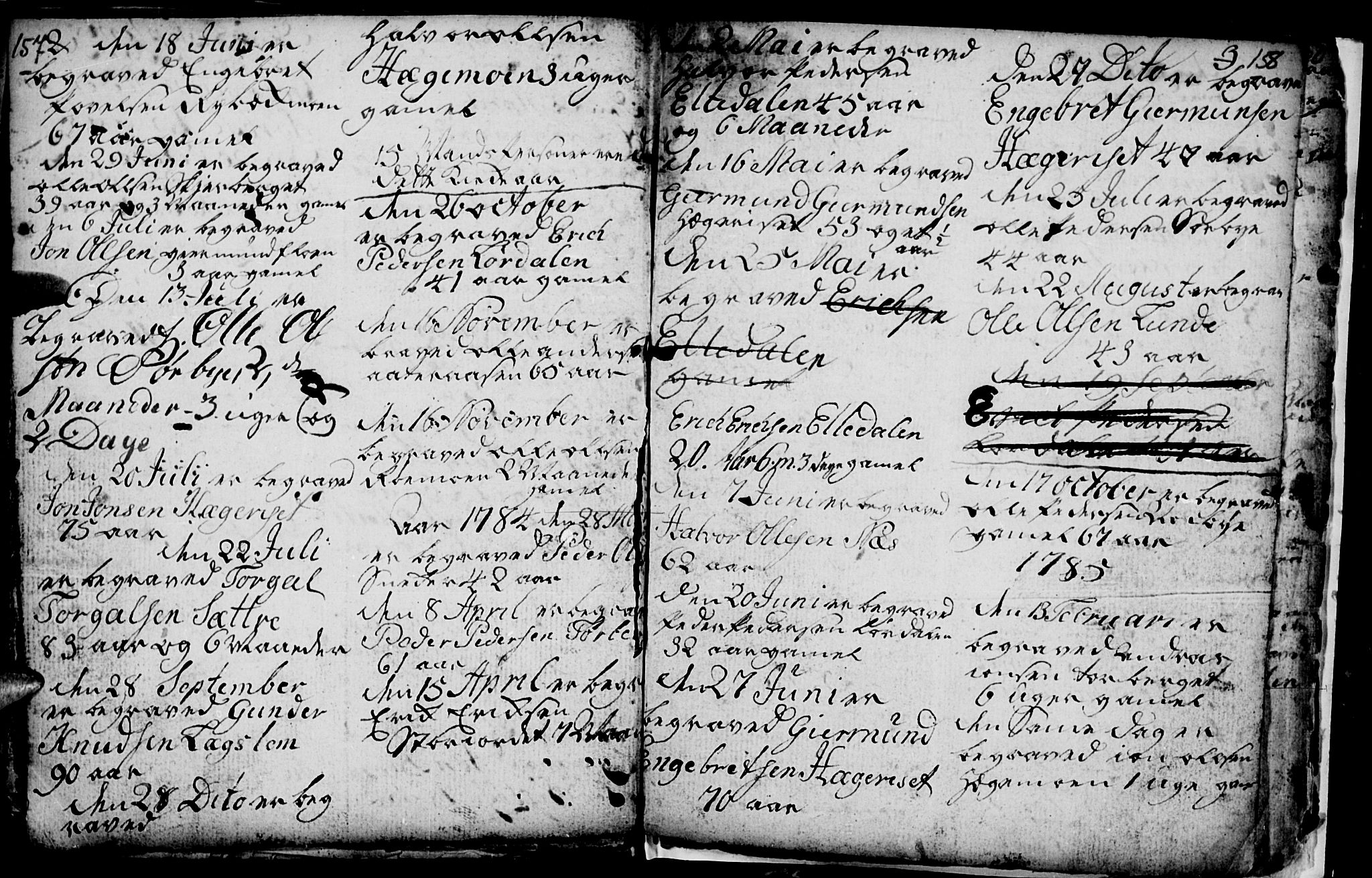 Trysil prestekontor, SAH/PREST-046/H/Ha/Hab/L0001: Parish register (copy) no. 1, 1781-1799, p. 157-158