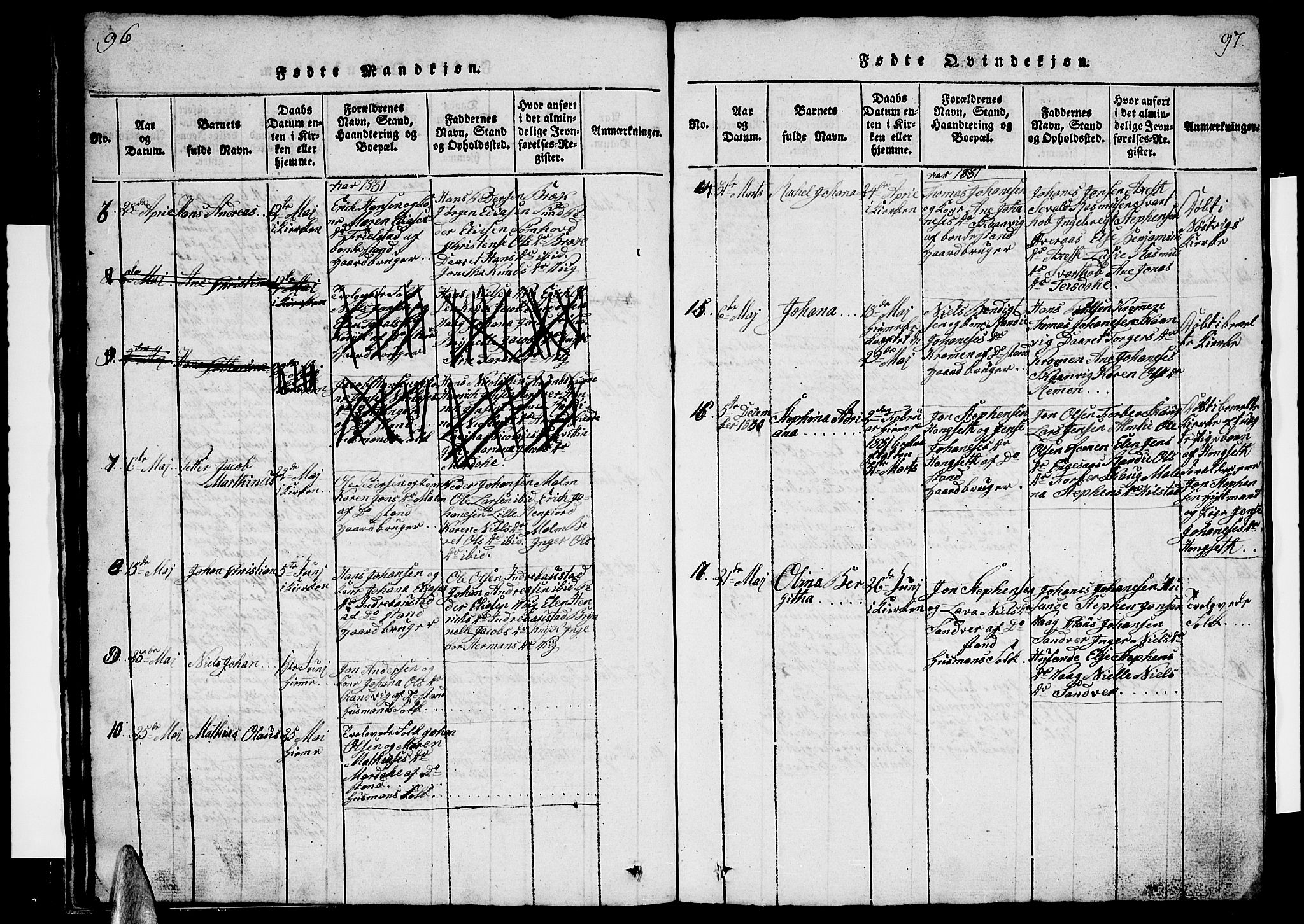 Ministerialprotokoller, klokkerbøker og fødselsregistre - Nordland, AV/SAT-A-1459/812/L0186: Parish register (copy) no. 812C04, 1820-1849, p. 96-97